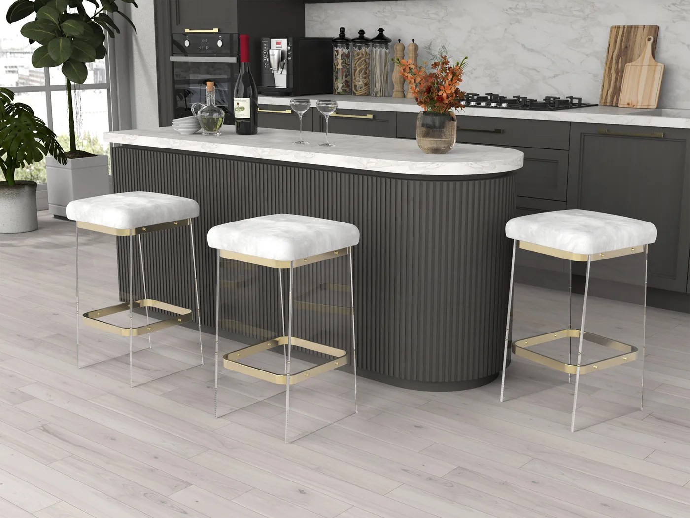 Valelo Gold Counter Stool, Set of 2 - Thumbnail - Image 4