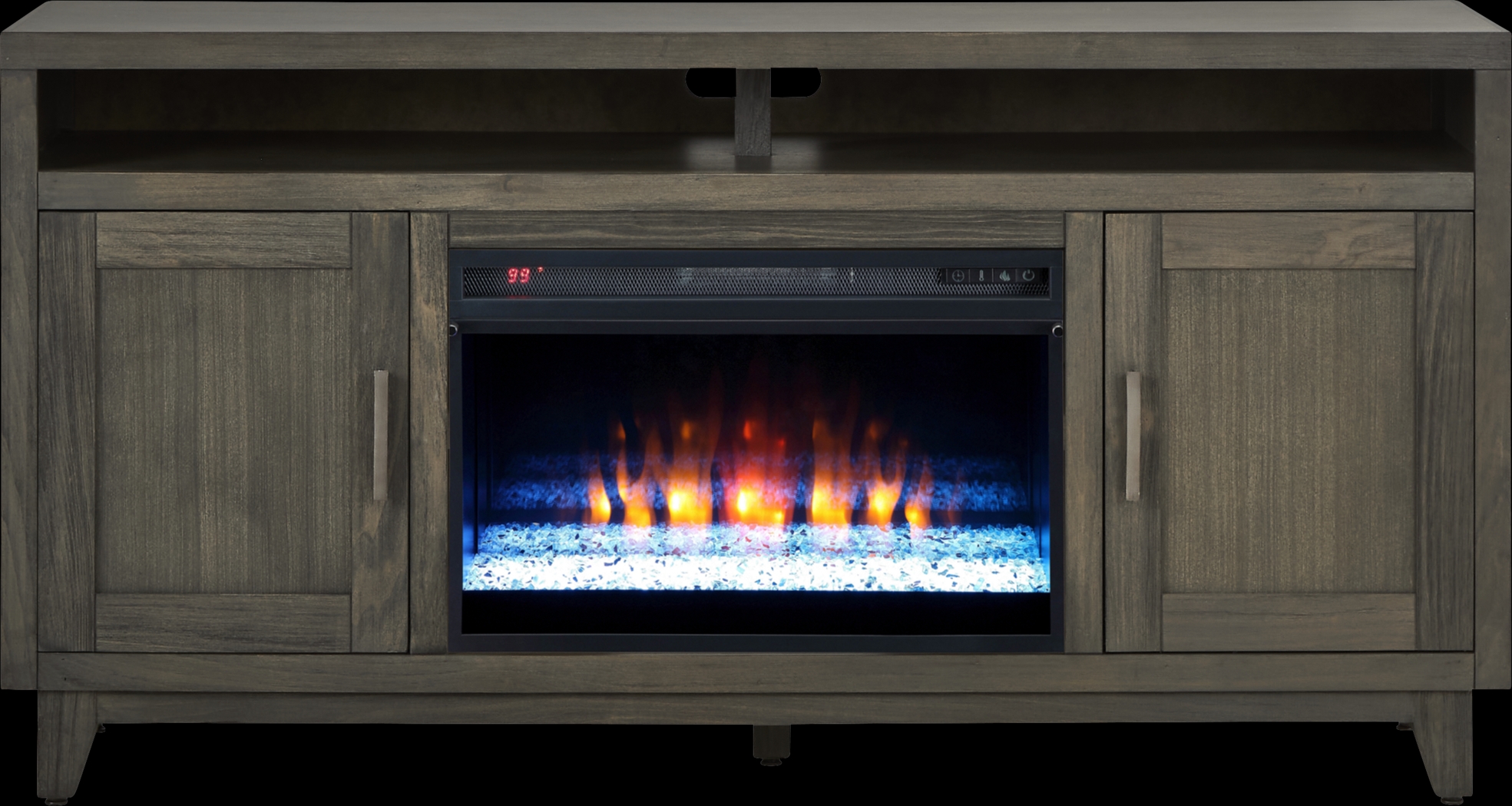 Valinor Brown 64 in. Console with Electric Fireplace - Thumbnail - Image 1