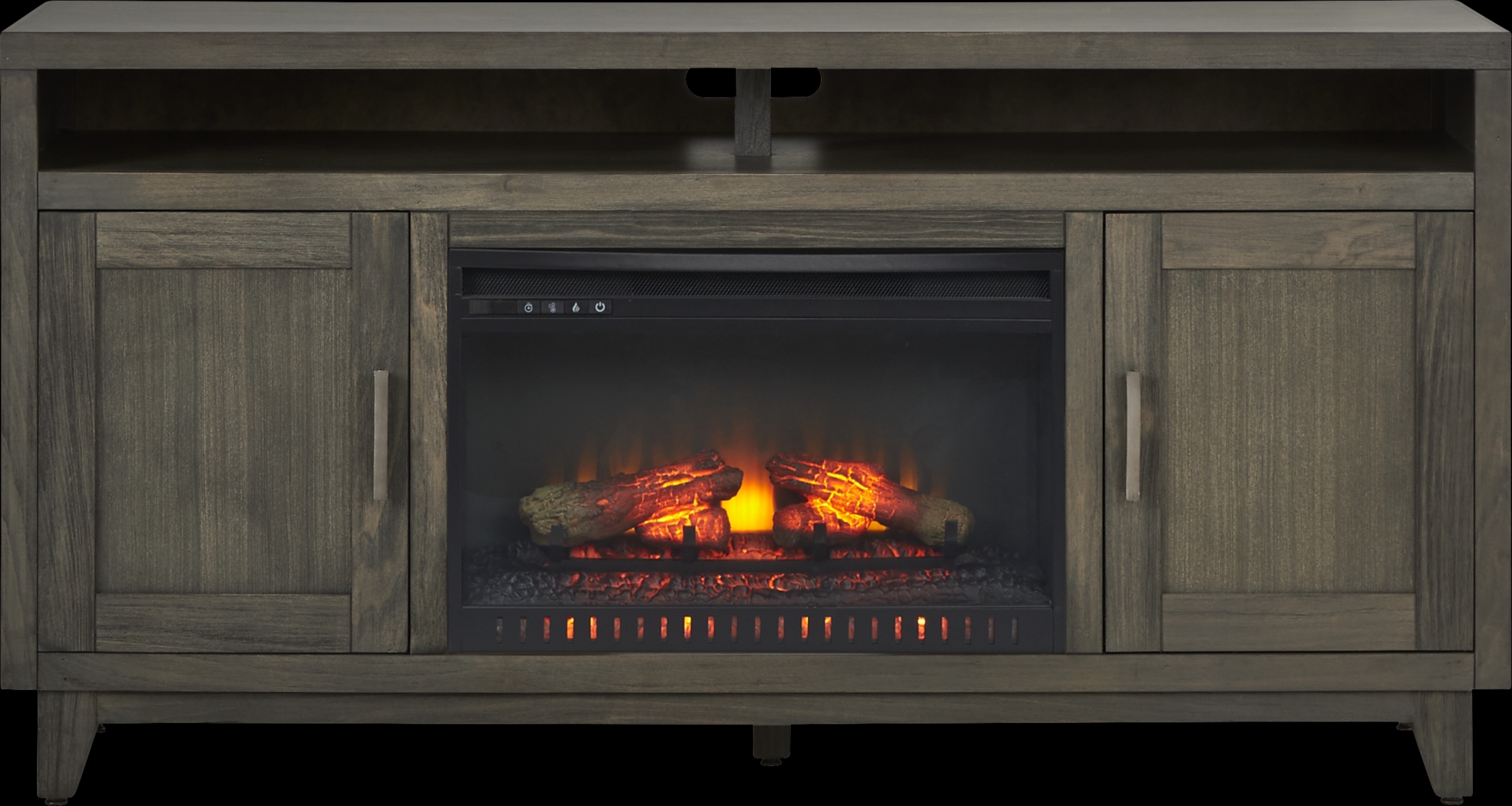 Valinor Brown 64 in. Console with Electric Log Fireplace - Thumbnail - Image 1