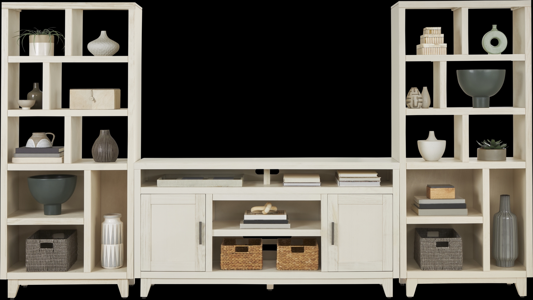 Valinor White 3 Pc Wall Unit with 64 in. Console - Thumbnail - Image 2