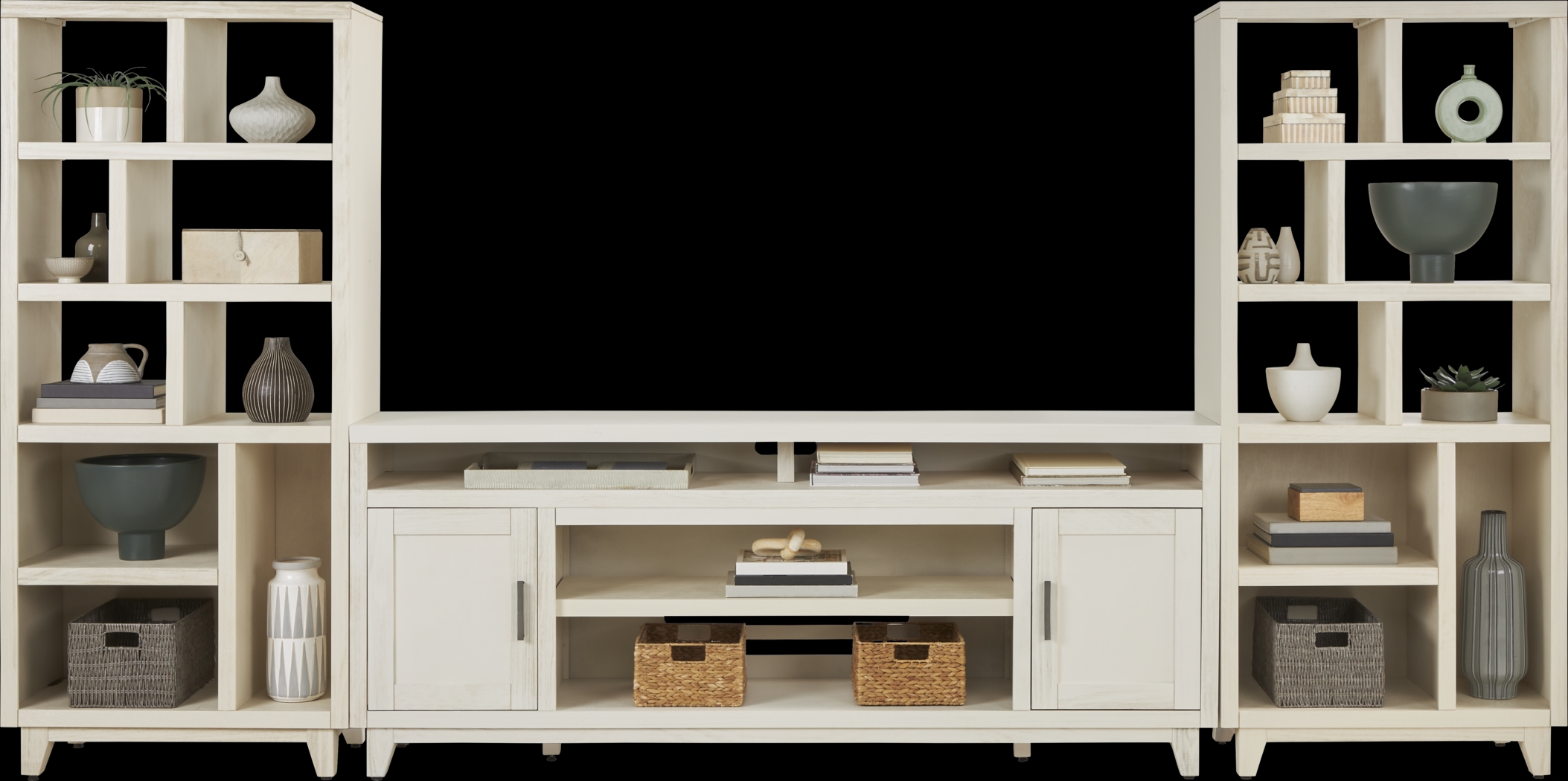 Valinor White 3 Pc Wall Unit with 80 in. Console - Thumbnail - Image 2