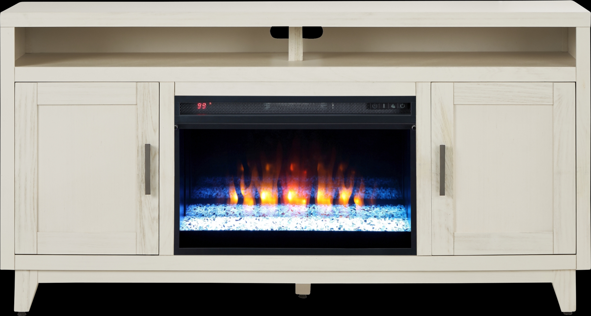 Valinor White 64 in. Console with Electric Fireplace - Thumbnail - Image 1