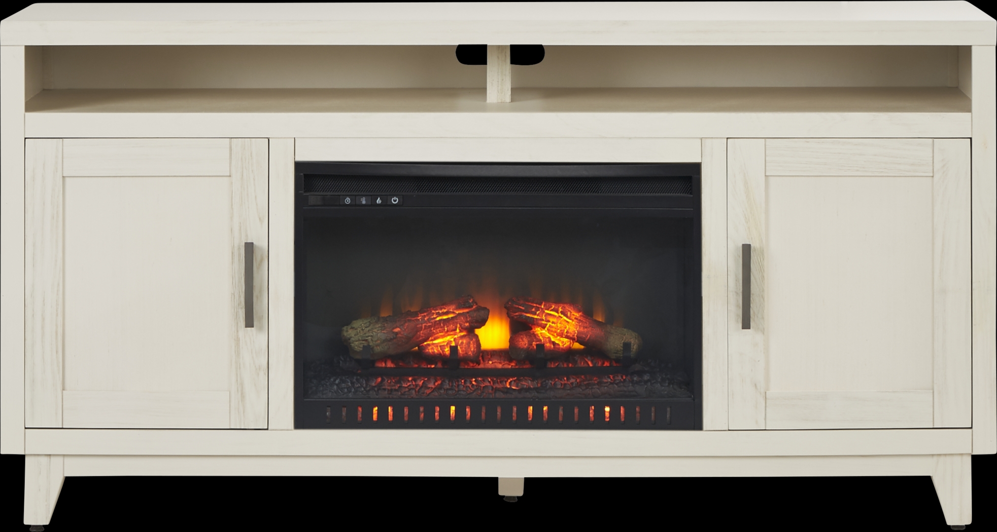 Valinor White 64 in. Console with Electric Log Fireplace - Thumbnail - Image 1