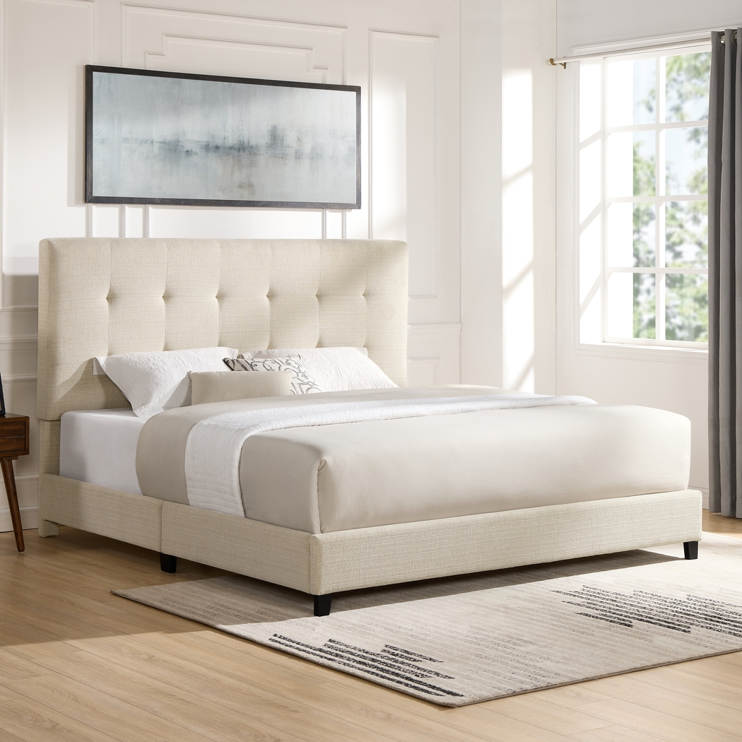Valria Beige King Upholstered Bed - Thumbnail - Image 2