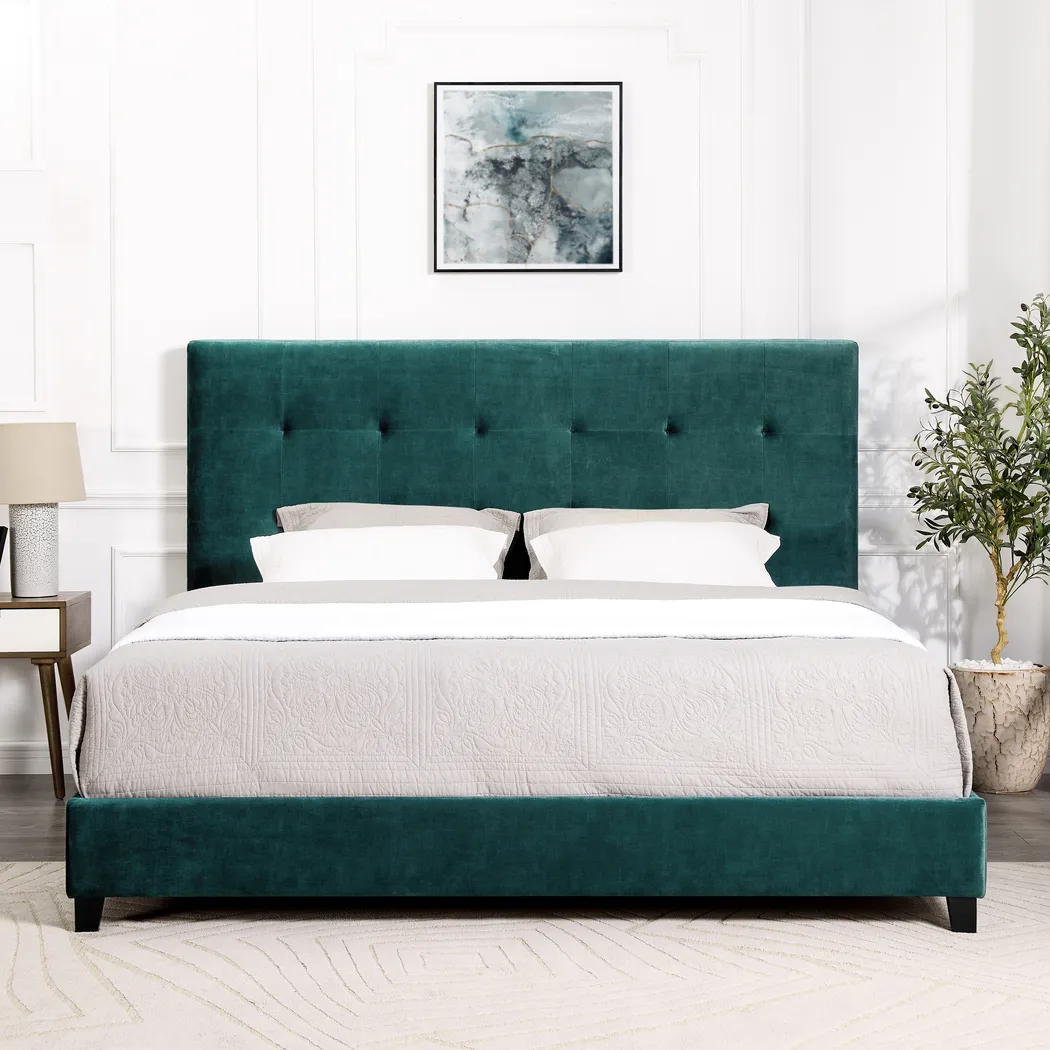 Valria Green King Upholstered Bed - Thumbnail - Image 3