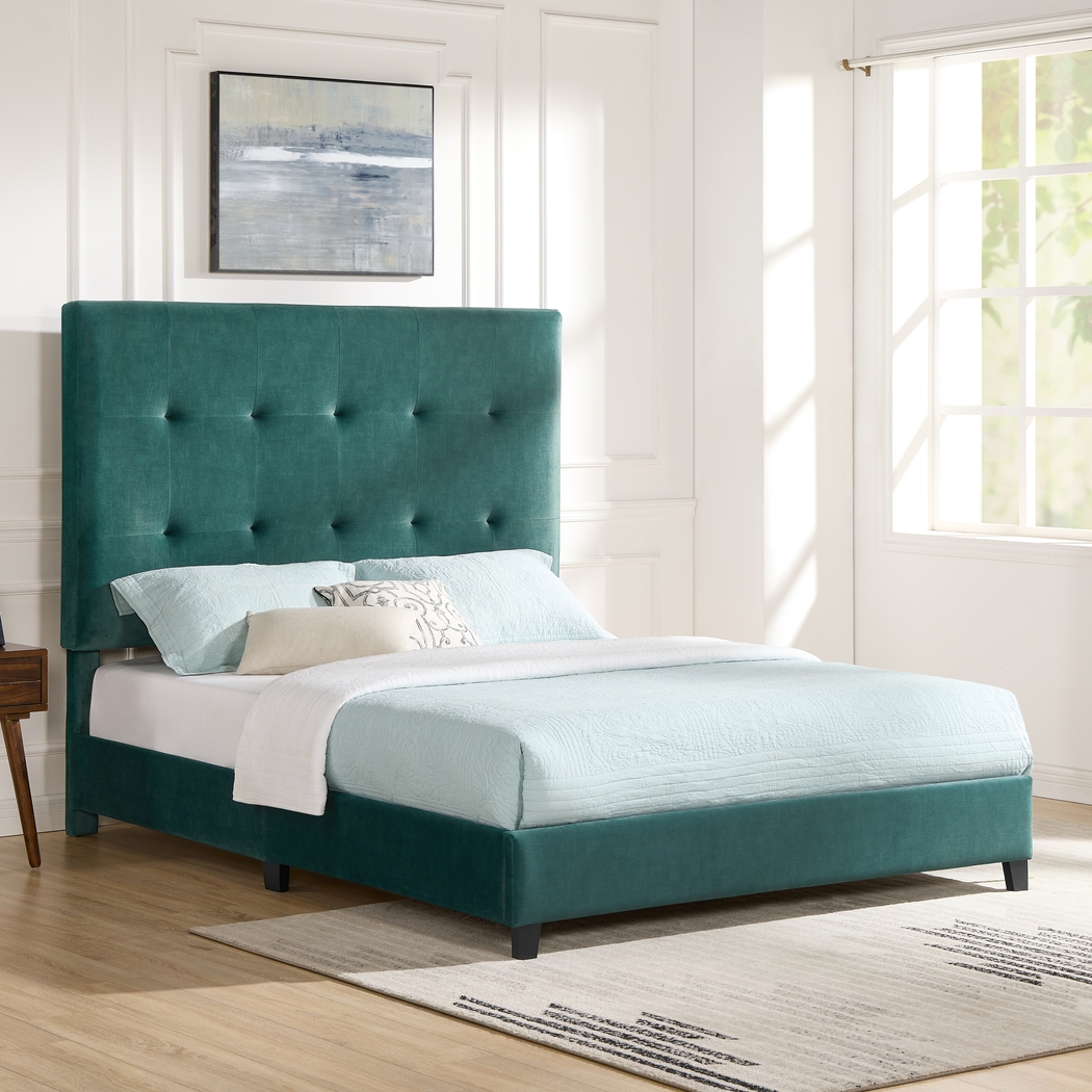 Valria Green Queen Upholstered Bed - Thumbnail - Image 2
