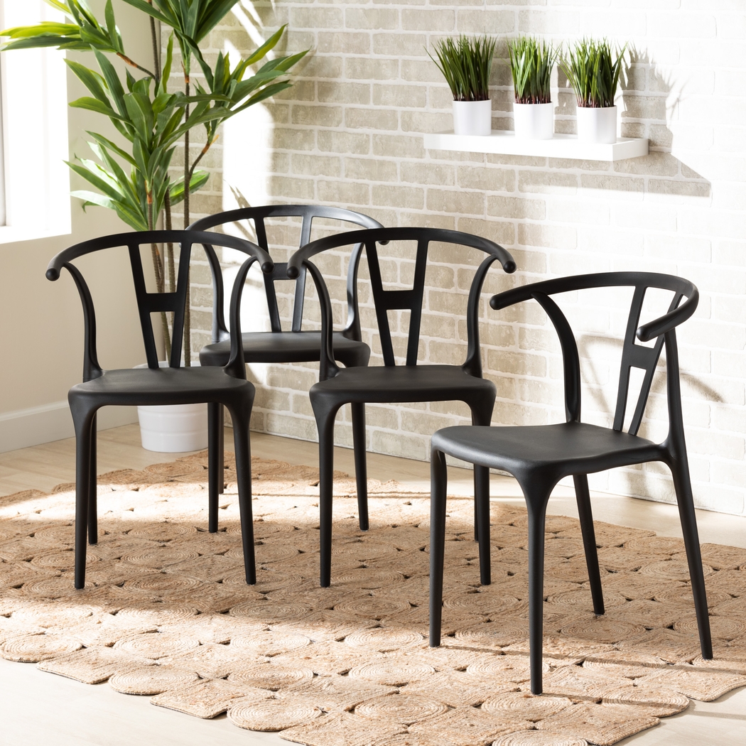 Valverde Black Arm Chair, Set of 4 - Thumbnail - Image 2