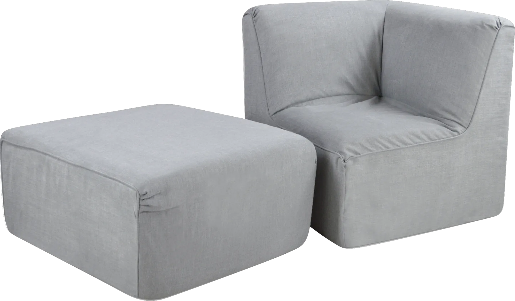 Varian Tween Gray Corner Chair and Ottoman - Thumbnail - Image 1