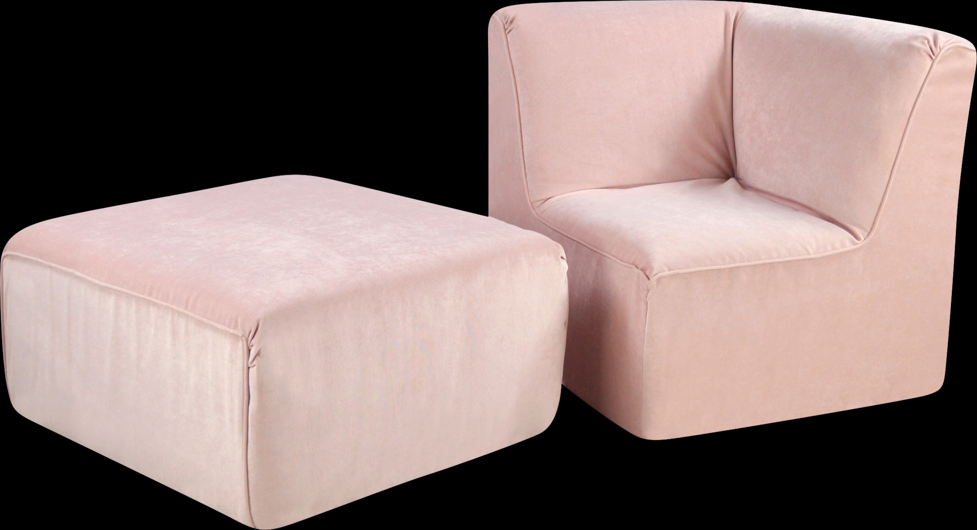 Varian Tween Pink Corner Chair and Ottoman - Thumbnail - Image 1