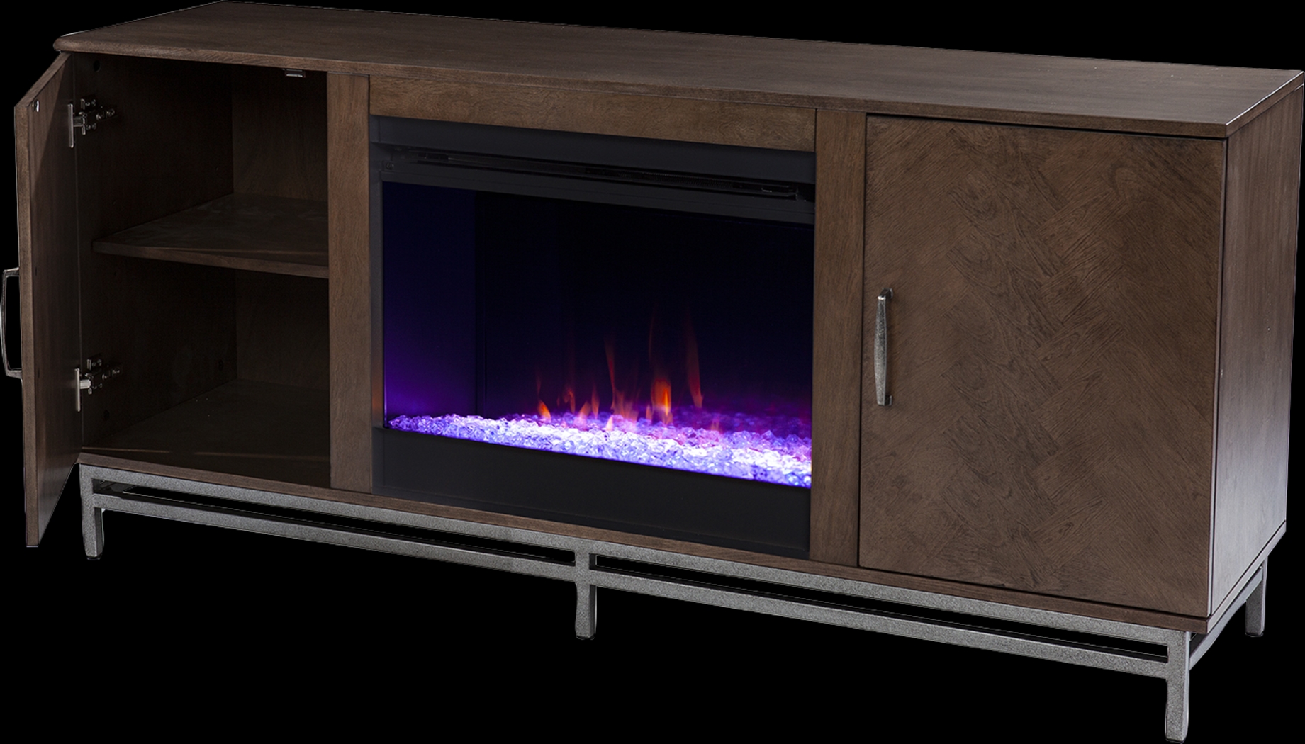 Varlet I Brown 60 in. Console, With Color Changing Electric Fireplace - Thumbnail - Image 3