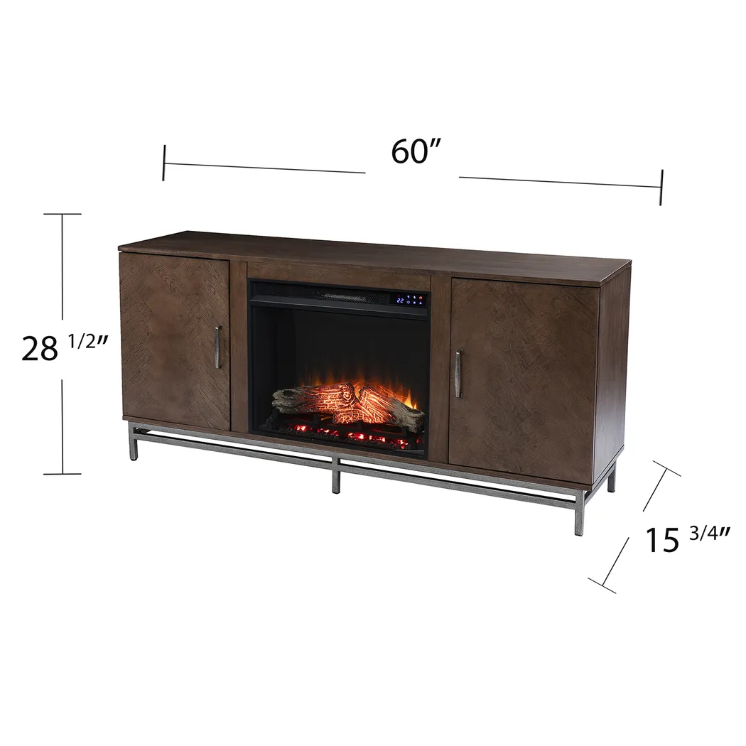 Varlet IV Brown 60 in. Console With Touch Panel Electric Log Fireplace - Image 6