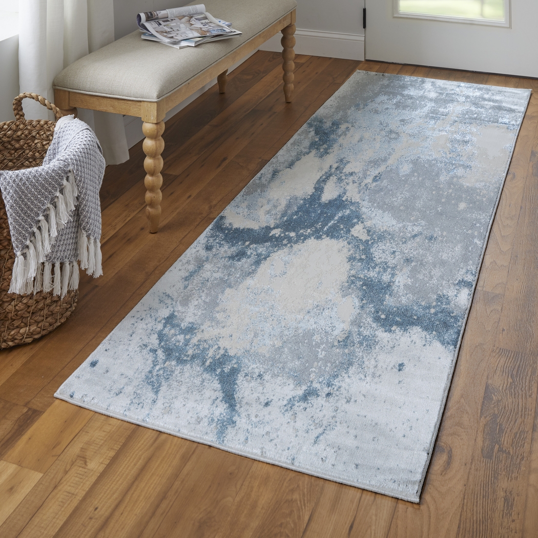 Vaves Blue 2'10 x 7'10 Runner Rug - Thumbnail - Image 2