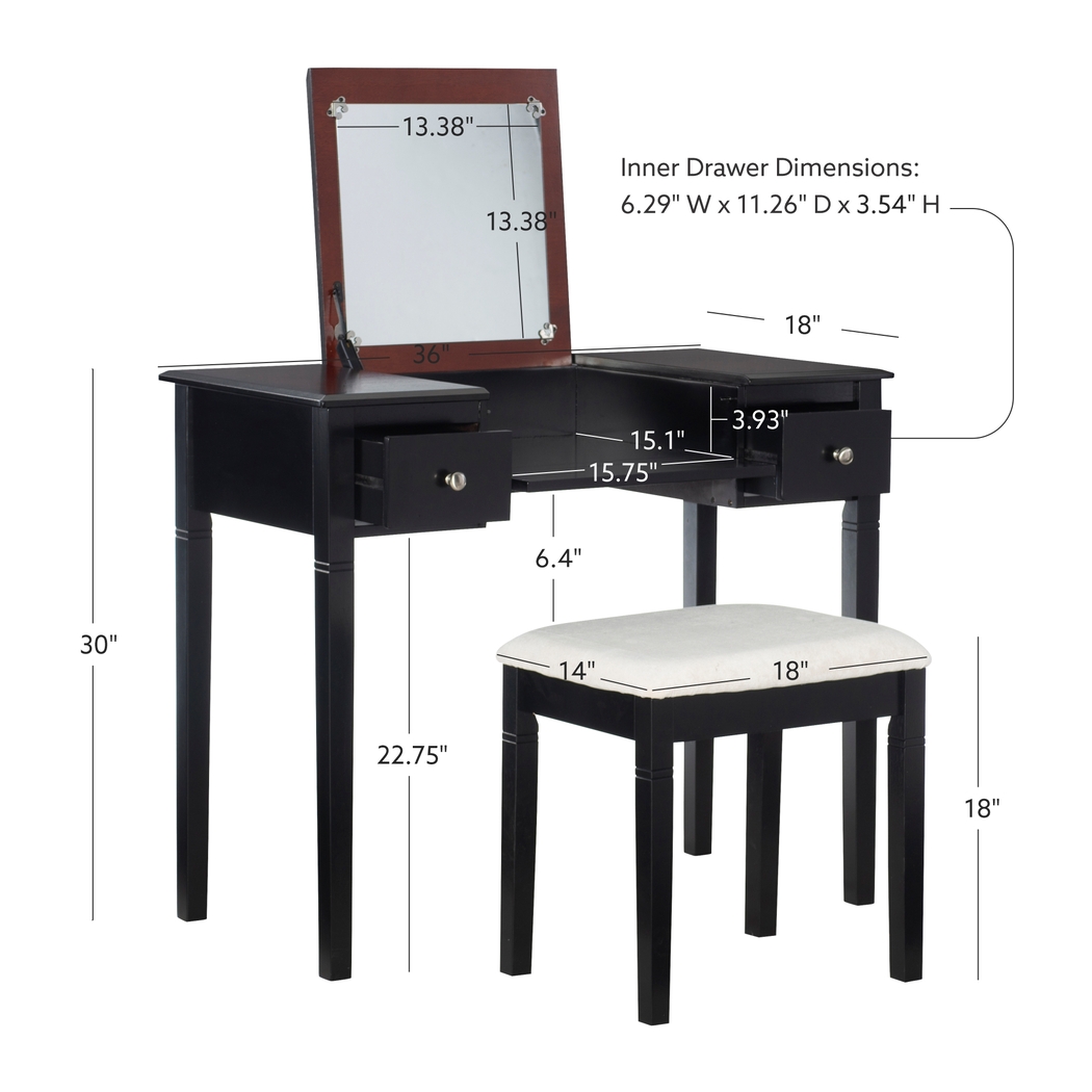 Veazey Black Vanity Set - Thumbnail - Image 18