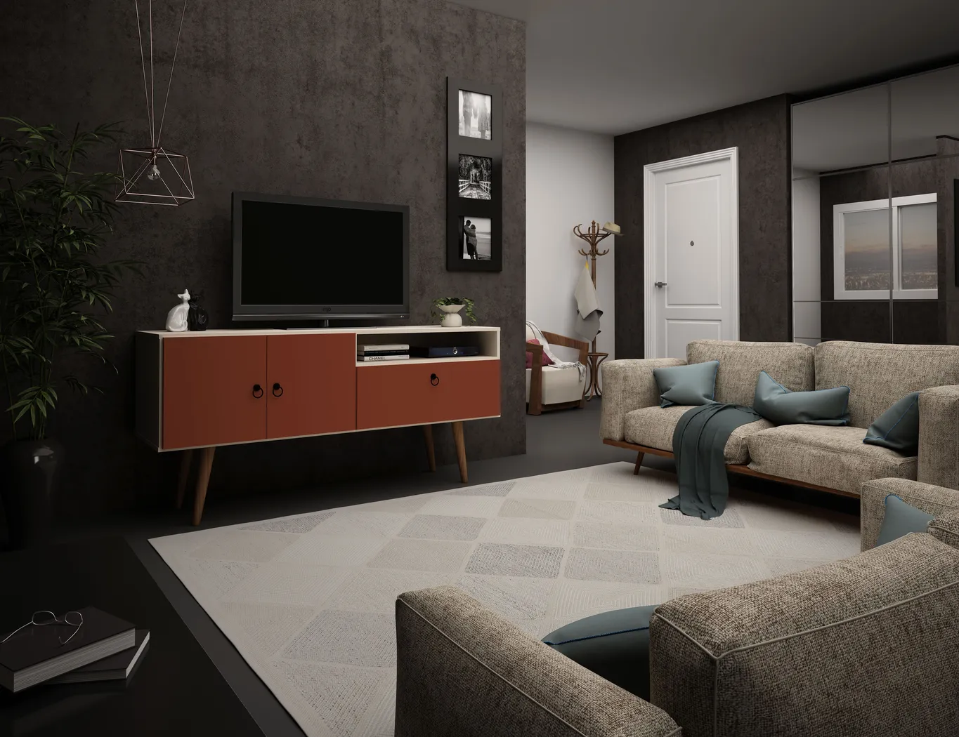 Veblem Orange 54 in. Console - Thumbnail - Image 2