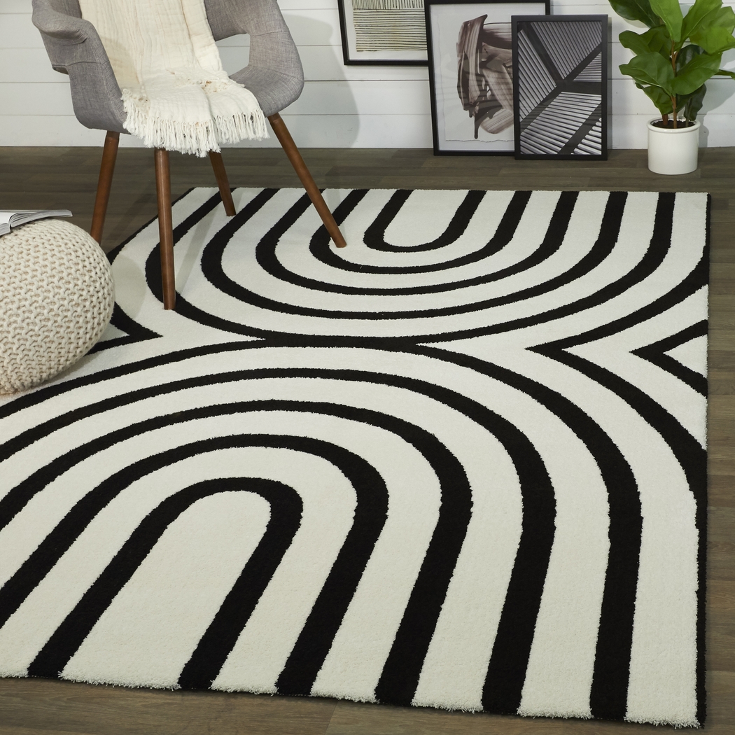 Vedand Black/White 5'3x7' Rug - Thumbnail - Image 2