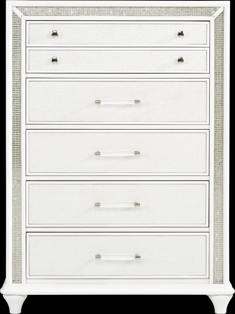 Vegas White 5 Pc King Panel Bedroom - Thumbnail - Image 5