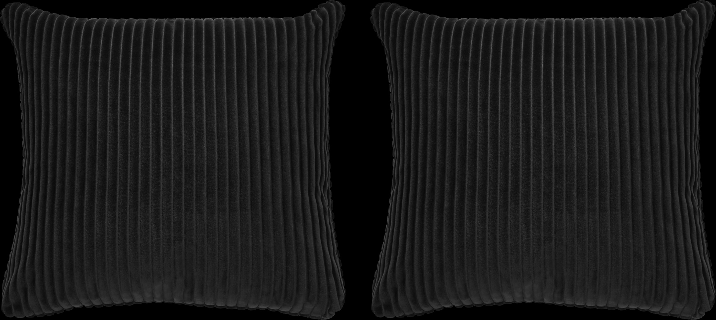 Velvet Cord Black Pillow, Set of Two - Thumbnail - Image 1