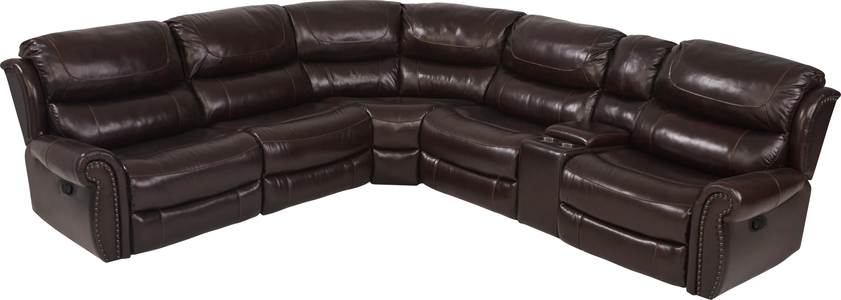 Venezio Brown Leather 10 Pc Reclining Sectional Living Room - Thumbnail - Image 2