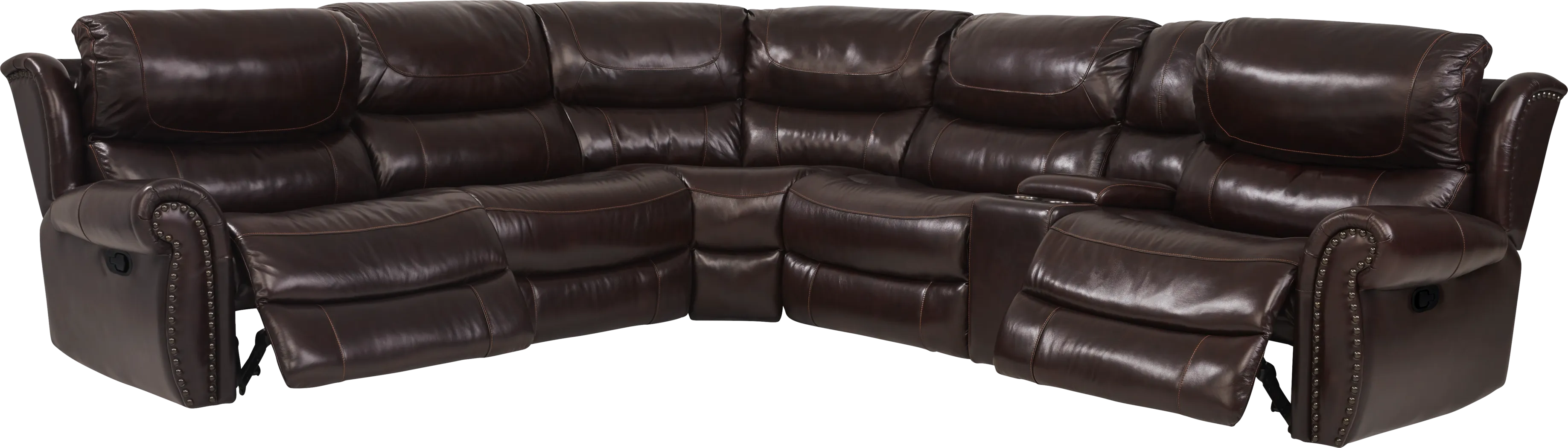 Venezio Brown Leather 10 Pc Reclining Sectional Living Room - Thumbnail - Image 4