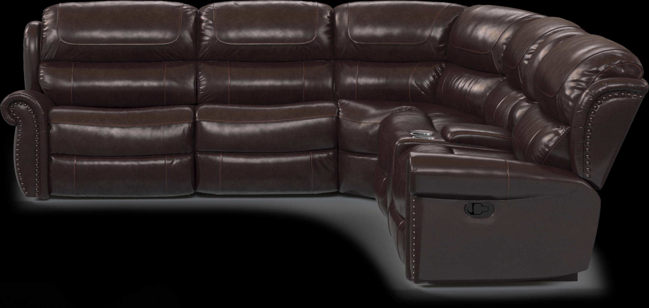 Venezio Brown Leather 6 Pc Reclining Sectional - Thumbnail - Image 3