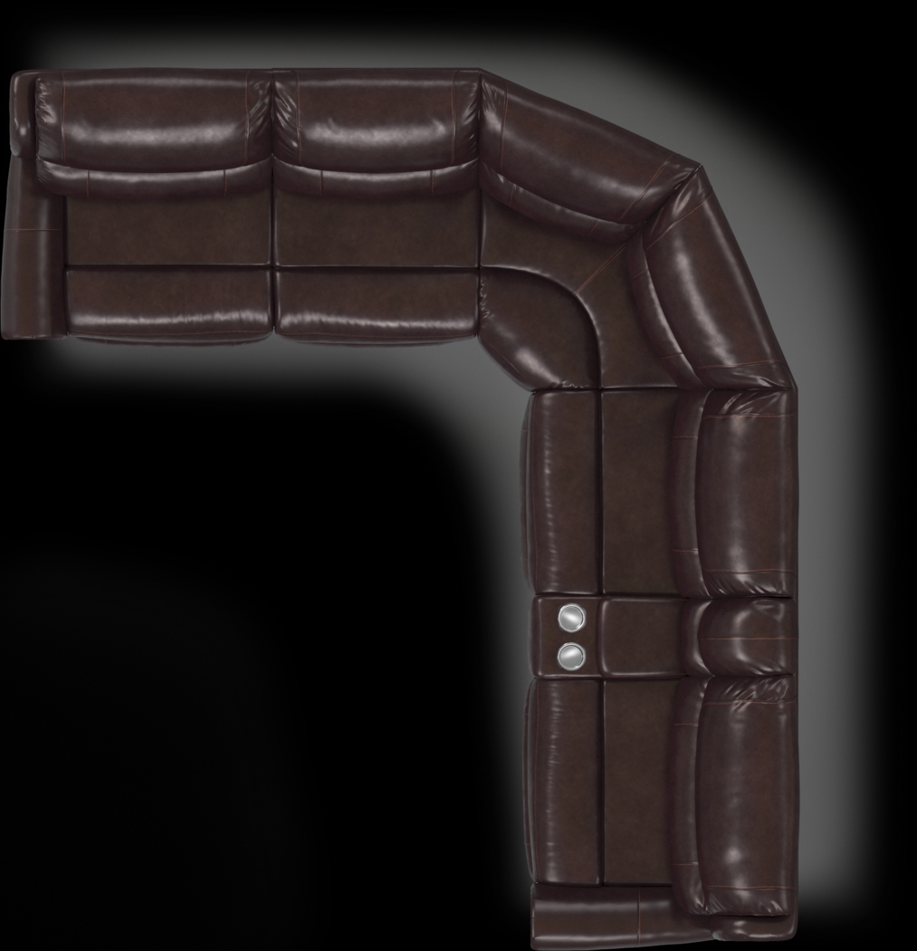 Venezio Brown Leather 6 Pc Reclining Sectional - Thumbnail - Image 4