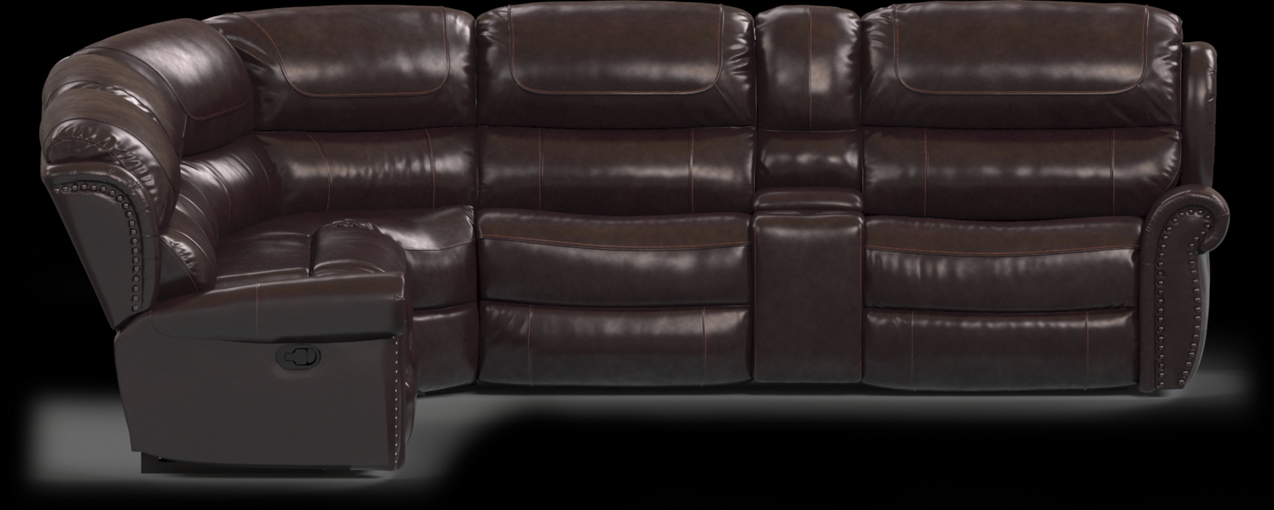 Venezio Brown Leather 9 Pc Reclining Sectional Living Room - Thumbnail - Image 5