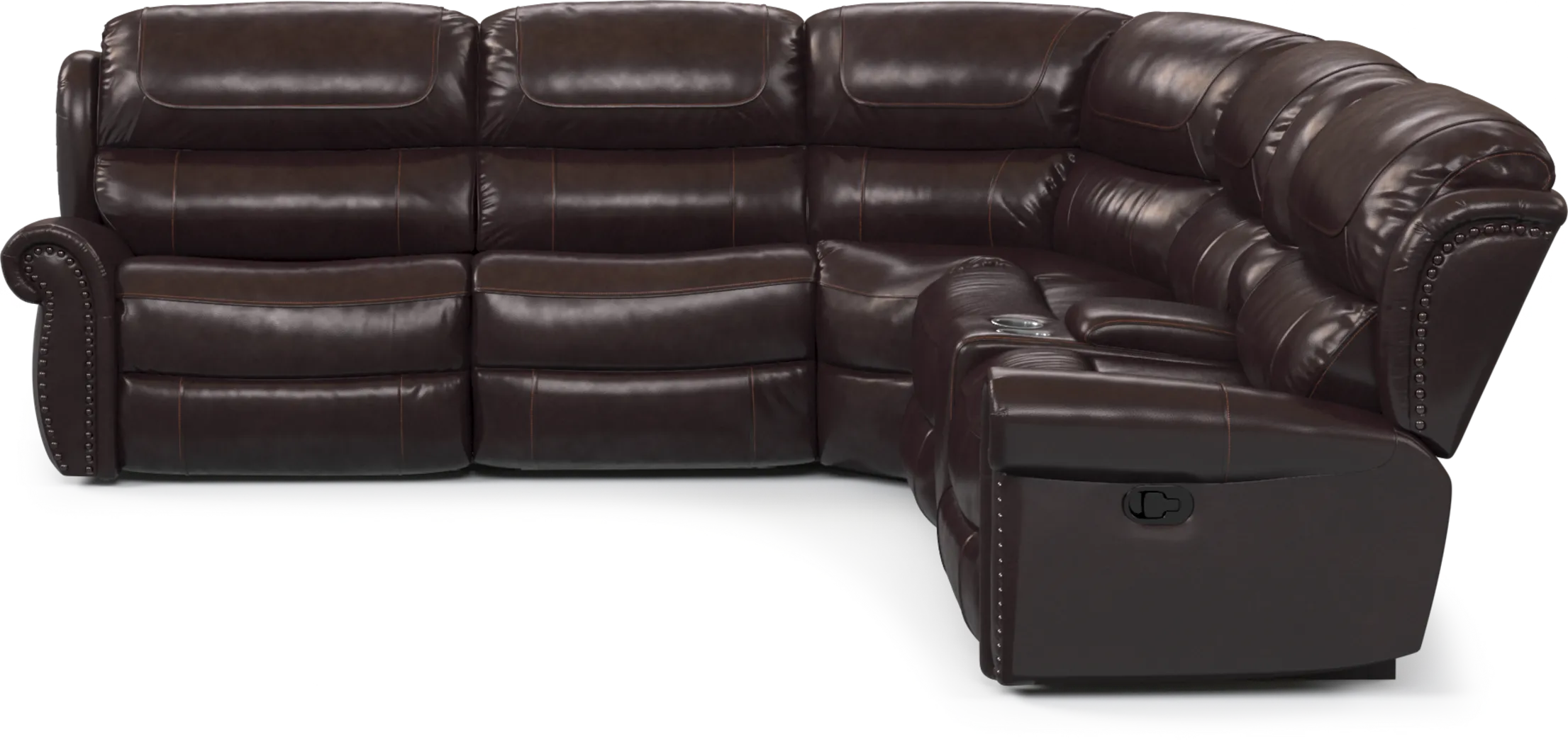 Venezio Brown Leather 6 Pc Reclining Sectional - Thumbnail - Image 3