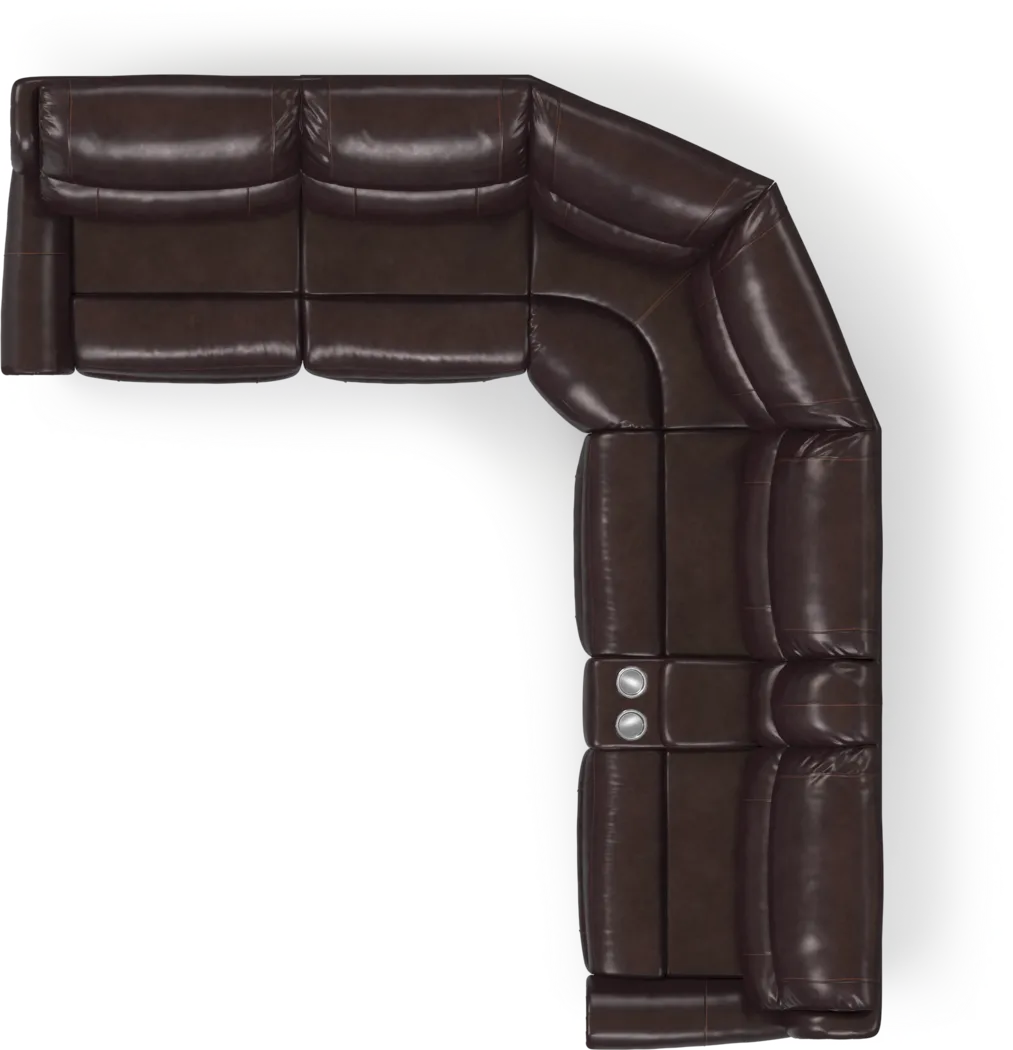 Venezio Brown Leather 6 Pc Reclining Sectional - Thumbnail - Image 4