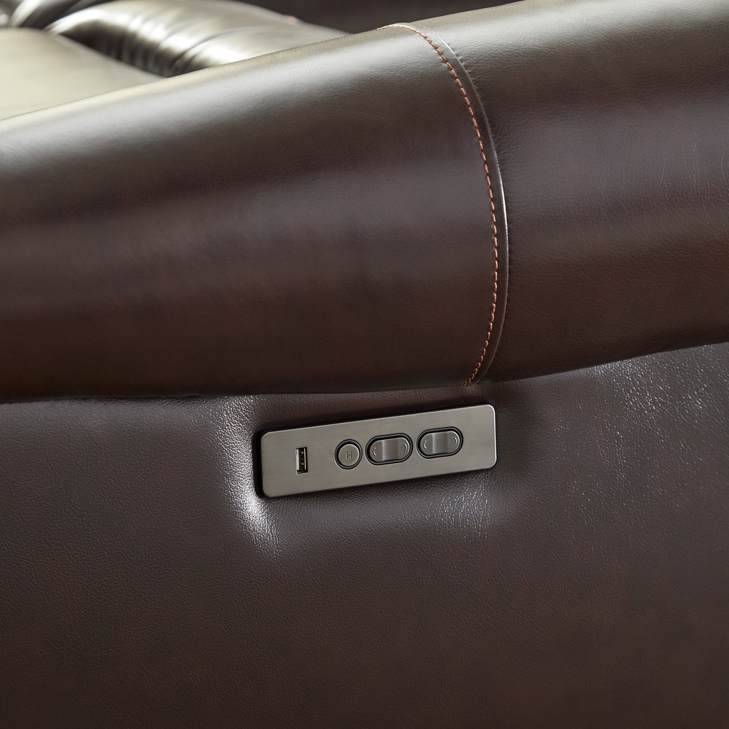 Venezio Brown Leather Power Recliner - Thumbnail - Image 3