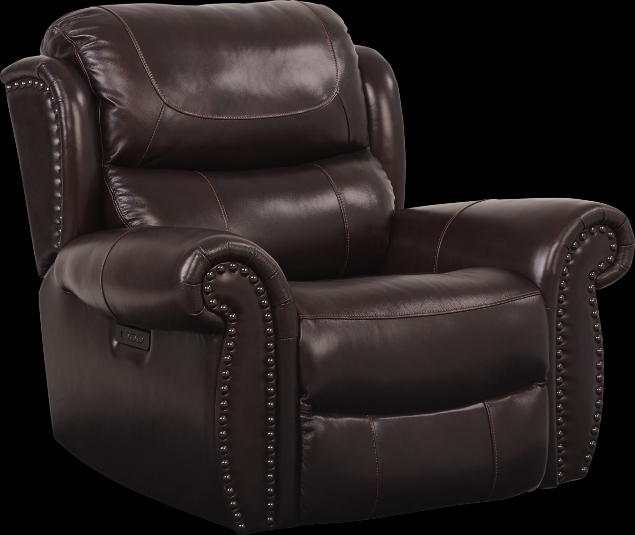 Venezio Brown Leather Power Recliner - Thumbnail - Image 1