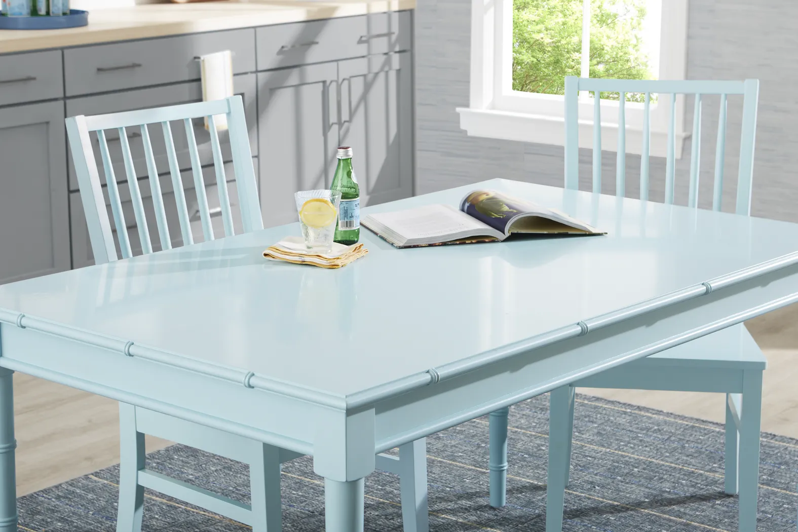 Venice Gardens Blue Rectangular Dining Table - Image 3