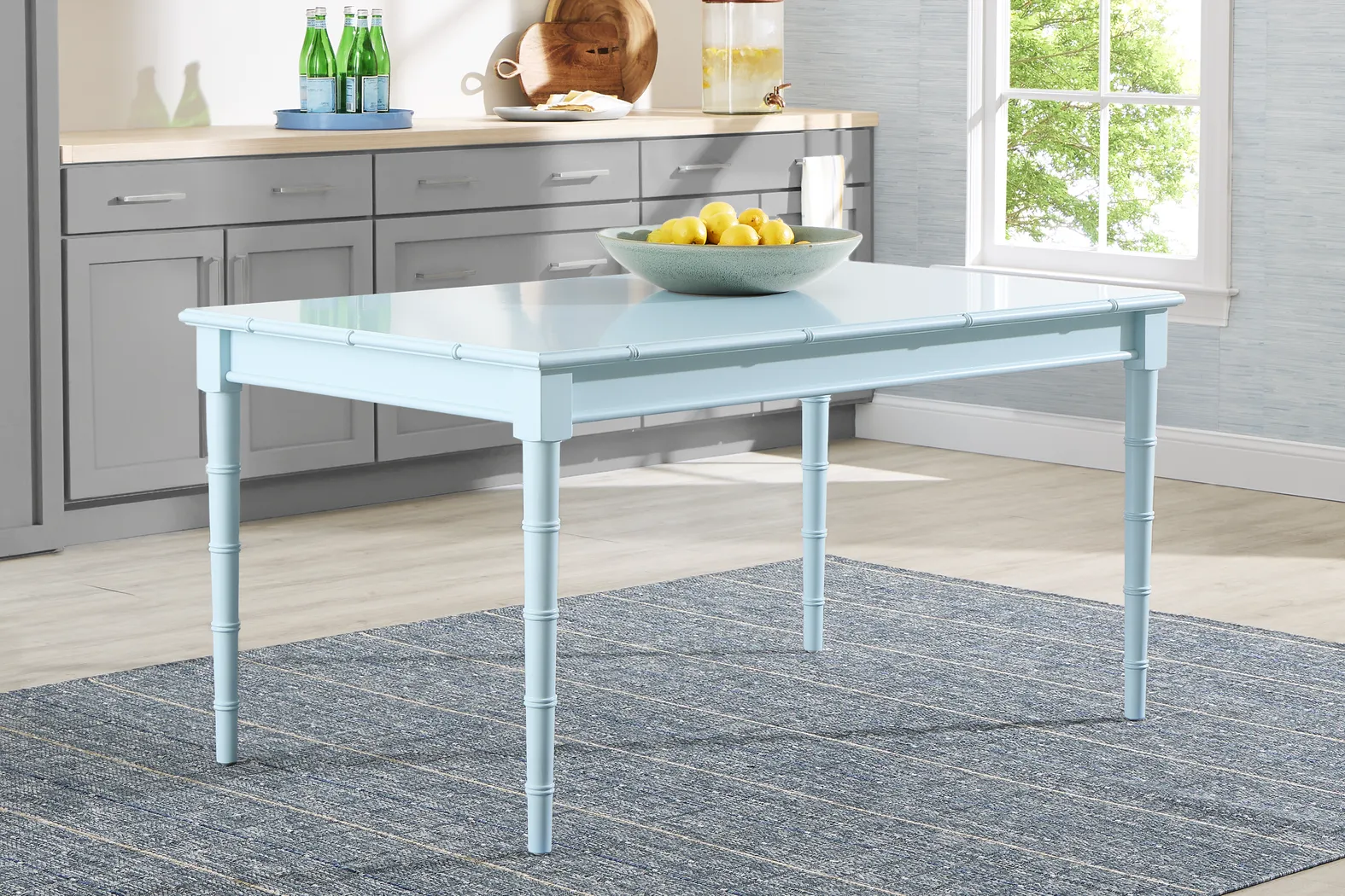 Venice Gardens Blue Rectangular Dining Table - Image 5