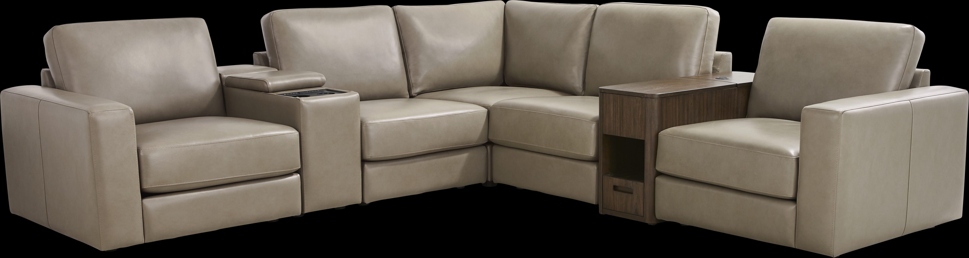 Cobblestone Leather 7 Pc Venice Modular with Audio - Thumbnail - Image 1