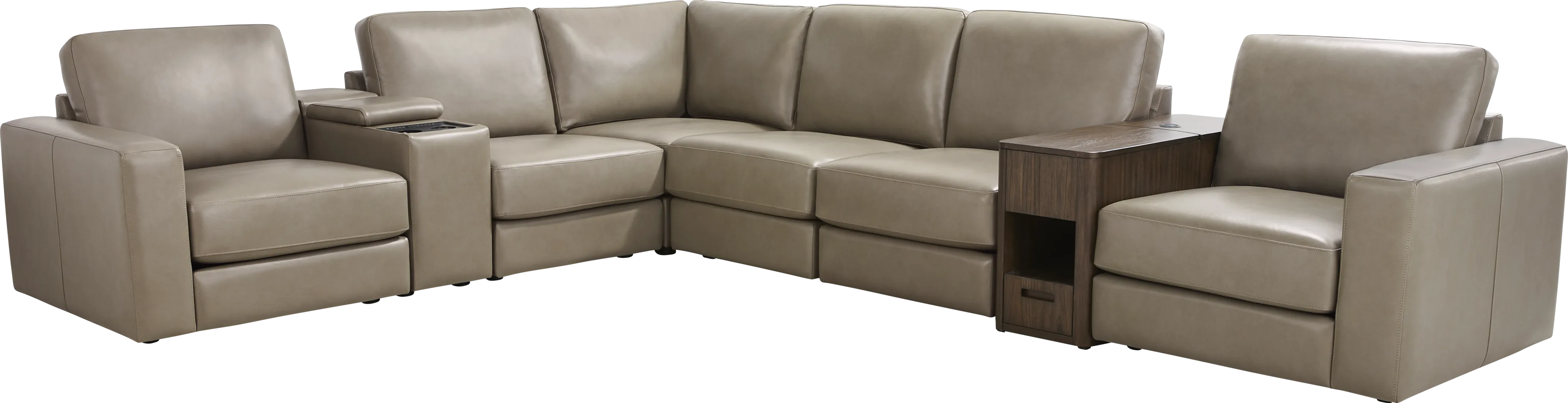 Cobblestone Leather 8 Pc Venice Modular with Audio - Thumbnail - Image 1