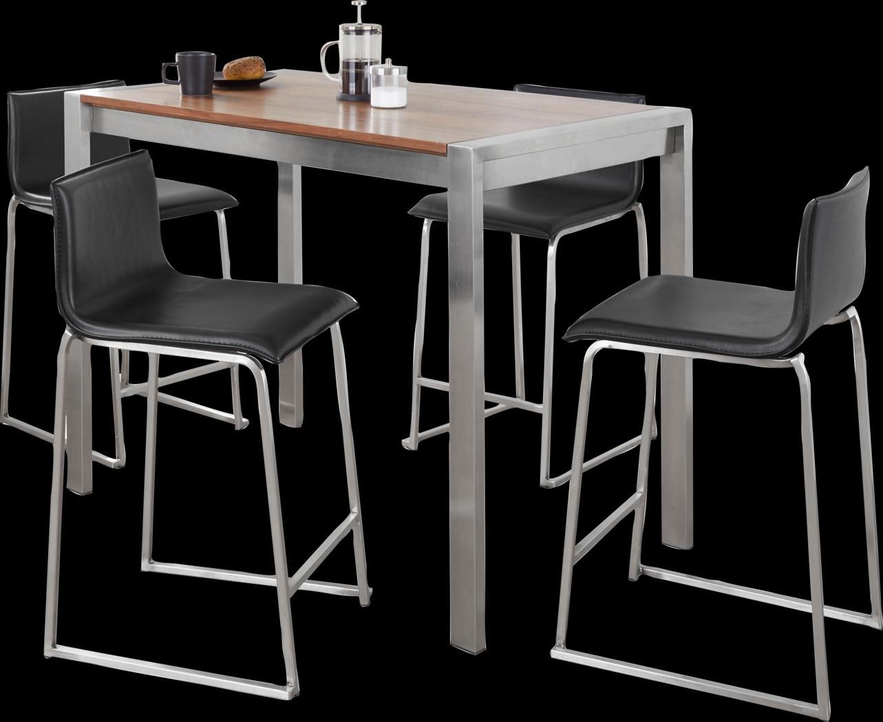 Ventanna II Black 5pc Counter Height Dining Set - Thumbnail - Image 1