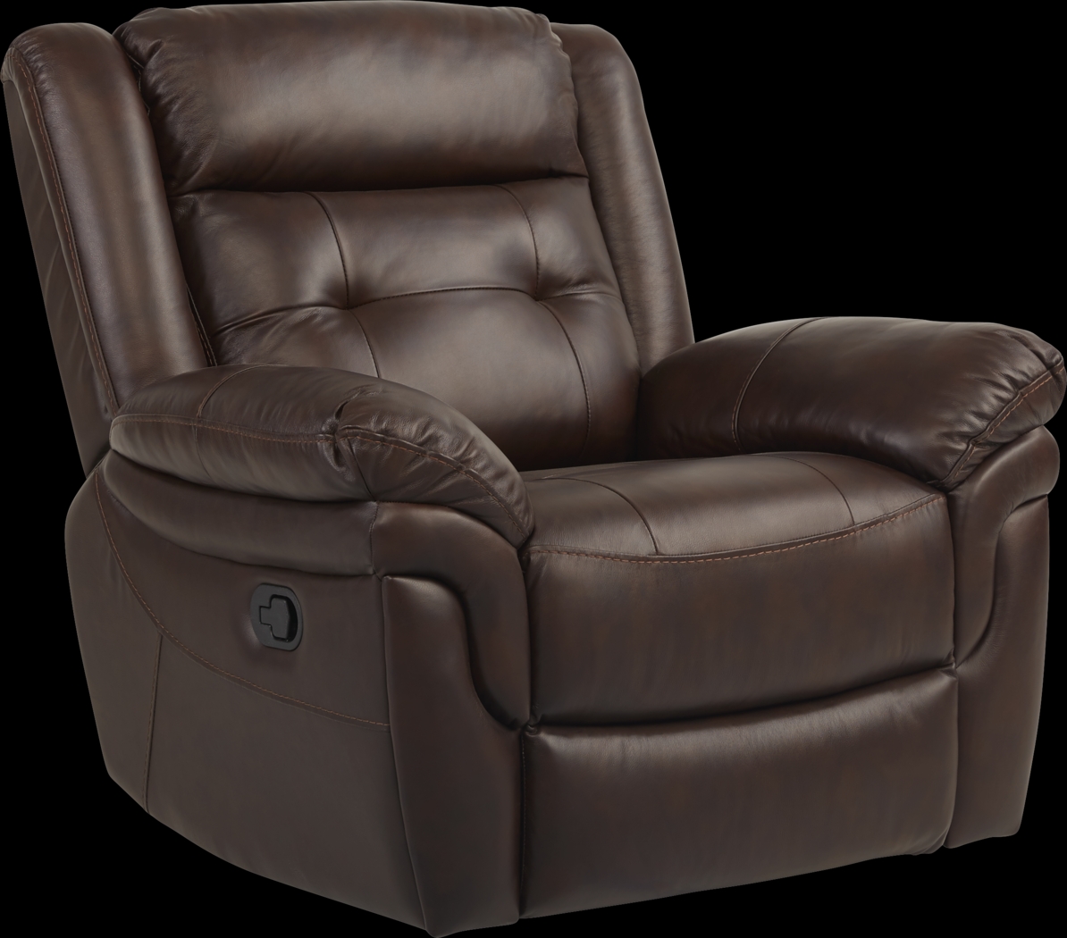 Ventoso Brown Leather Glider Recliner - Thumbnail - Image 1