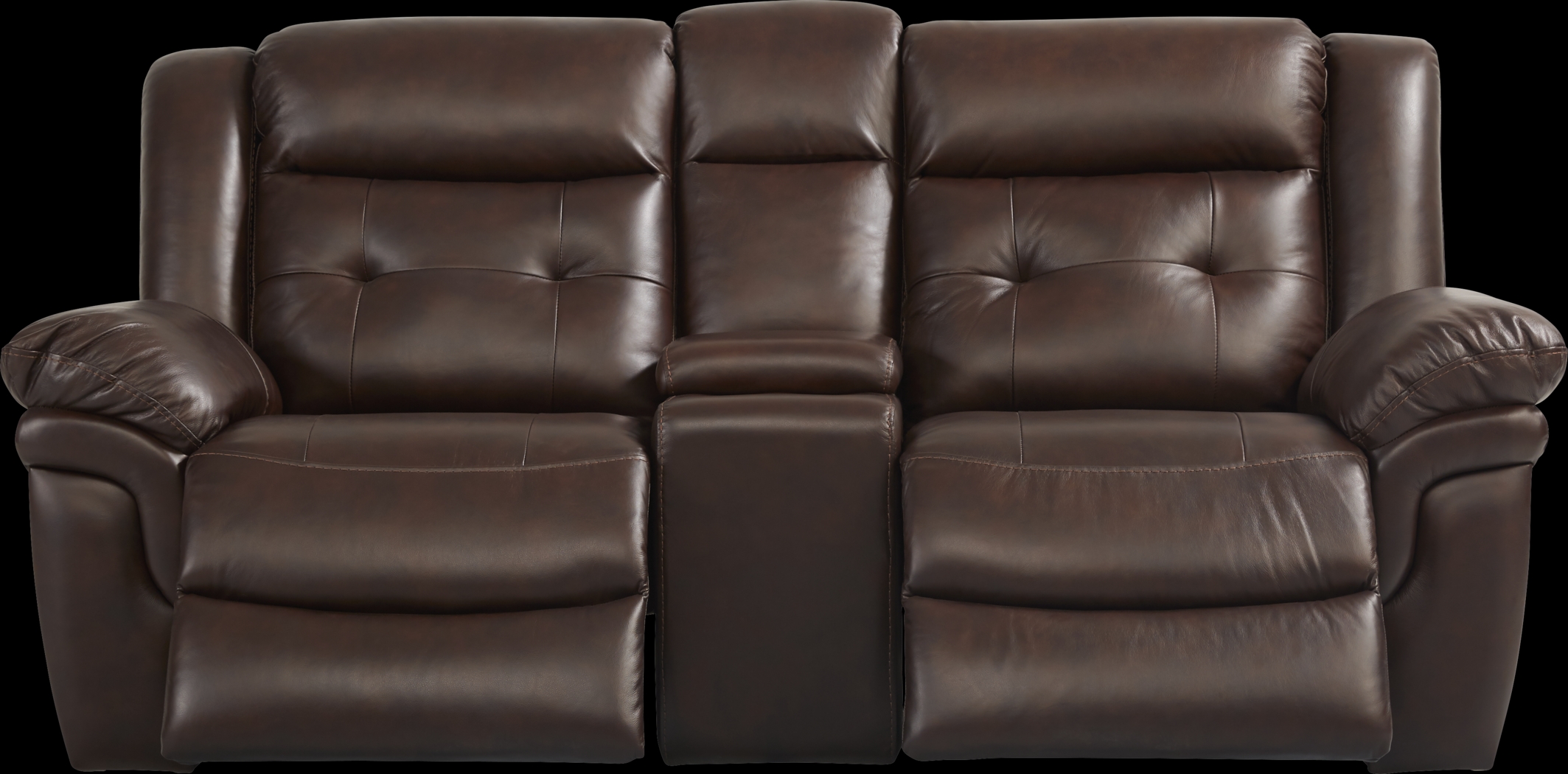 Ventoso Brown Leather Reclining Console Loveseat - Thumbnail - Image 2