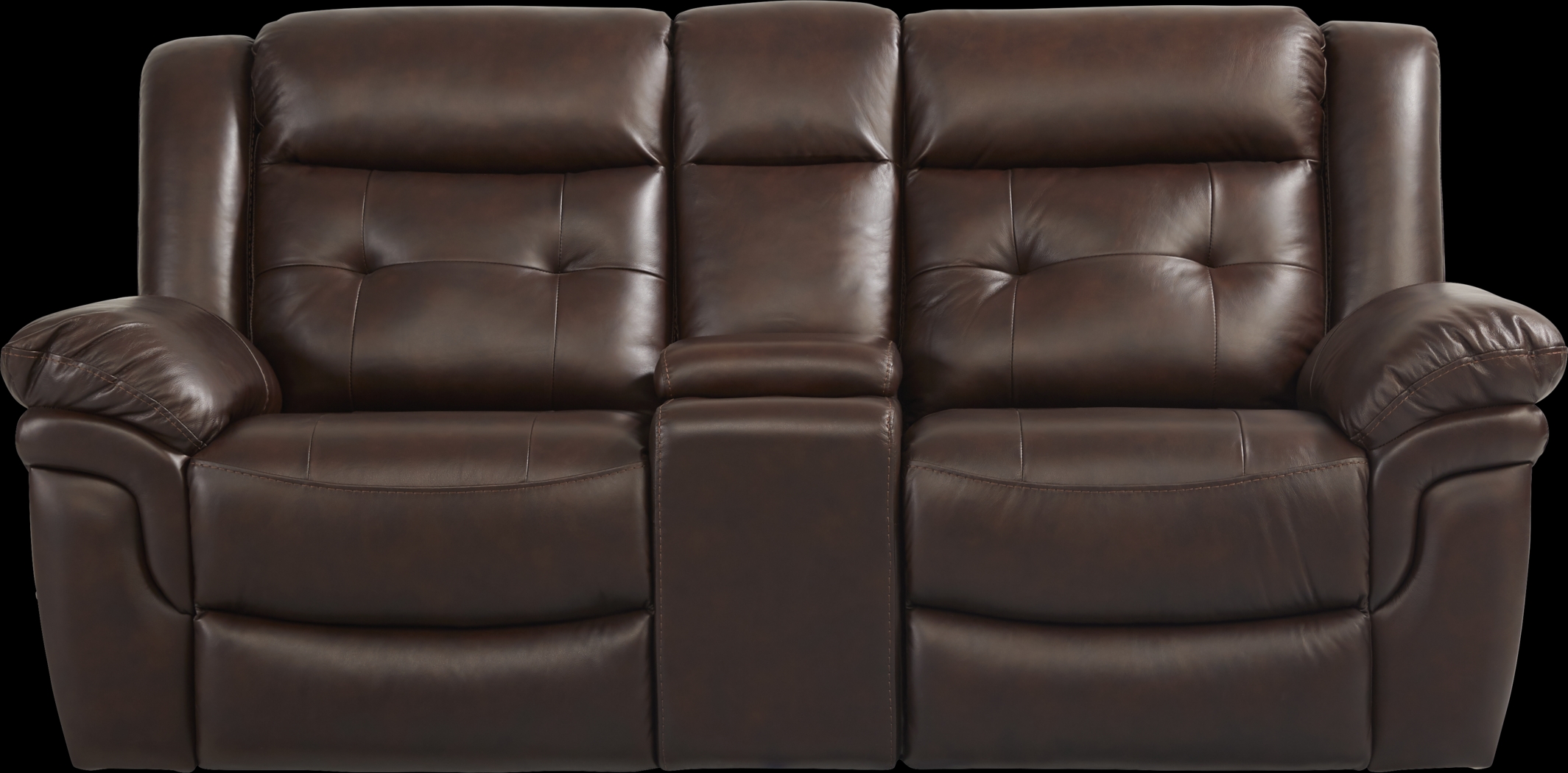 Ventoso Brown Leather Reclining Console Loveseat - Thumbnail - Image 1