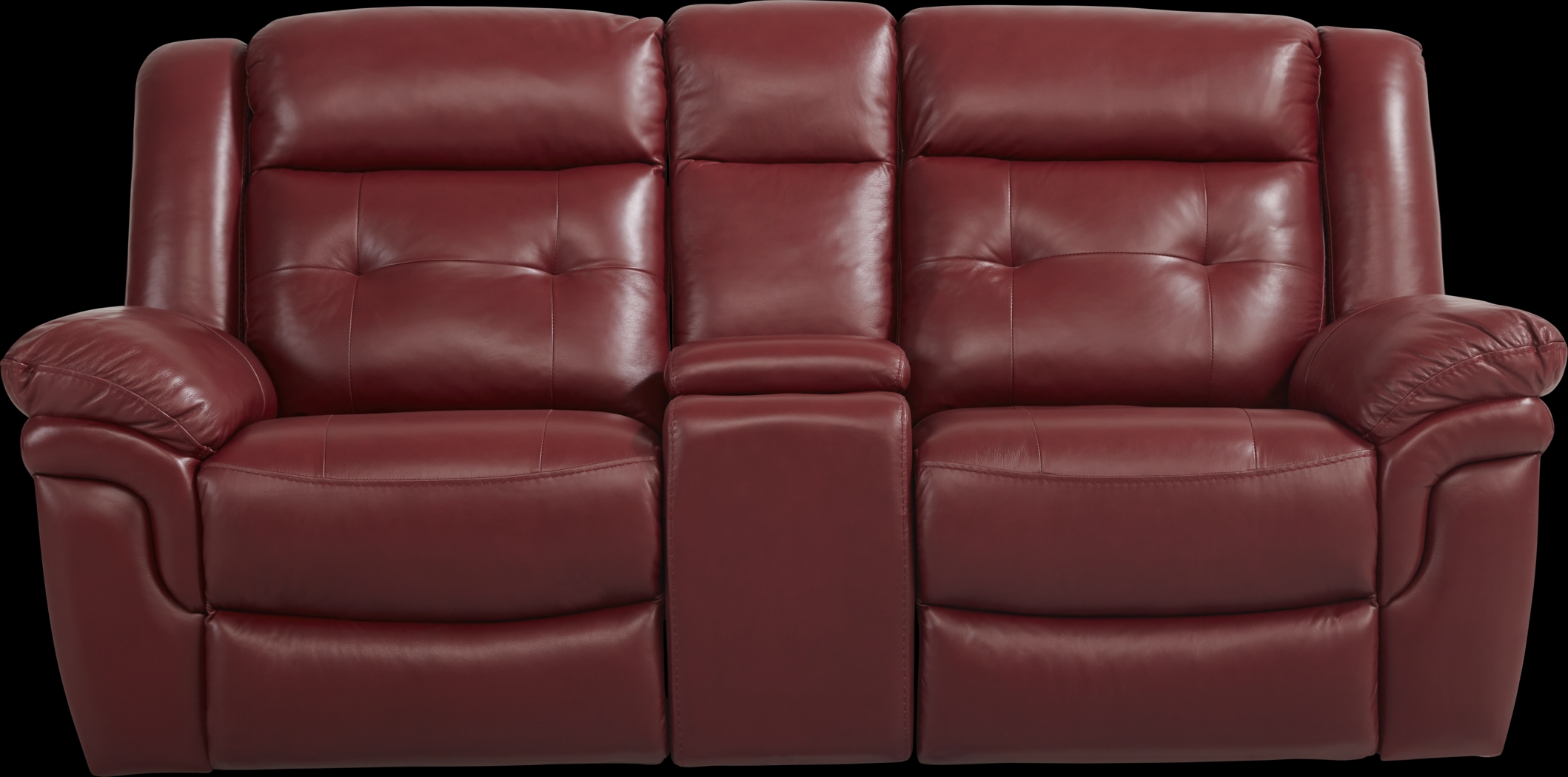 Ventoso Red Leather Power Reclining Console Loveseat - Thumbnail - Image 1