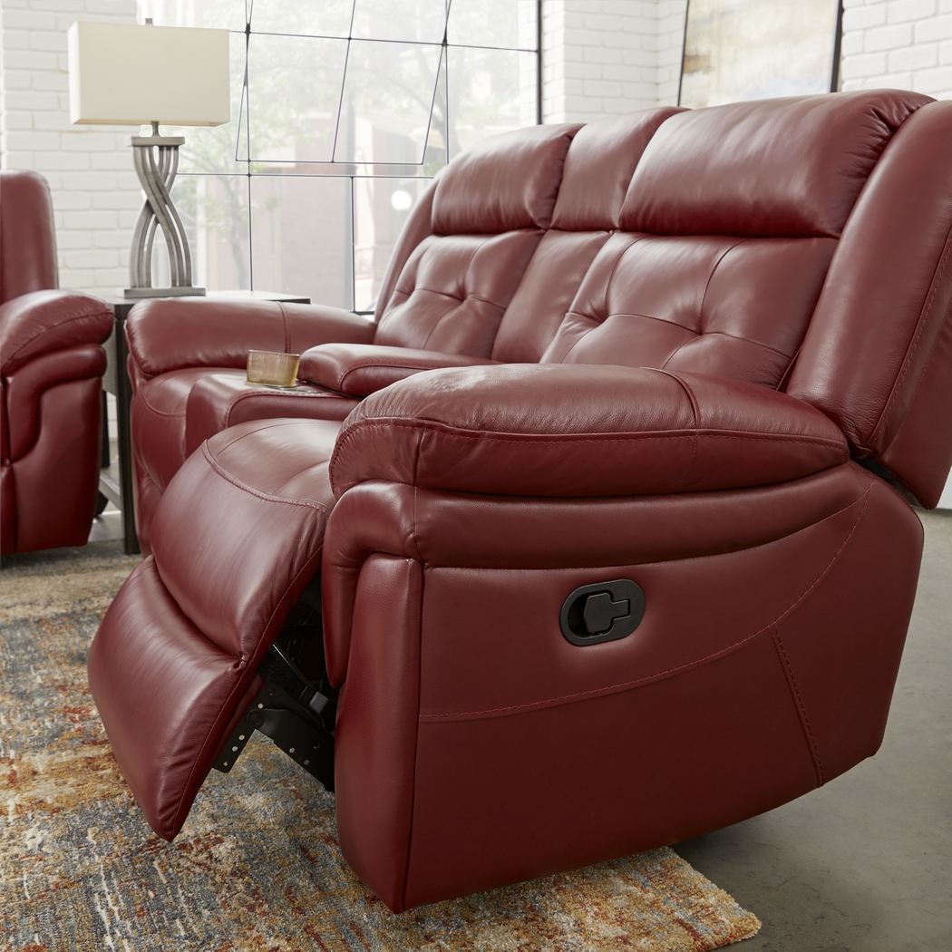 Ventoso Red Leather 7 Pc Reclining Living Room - Thumbnail - Image 7