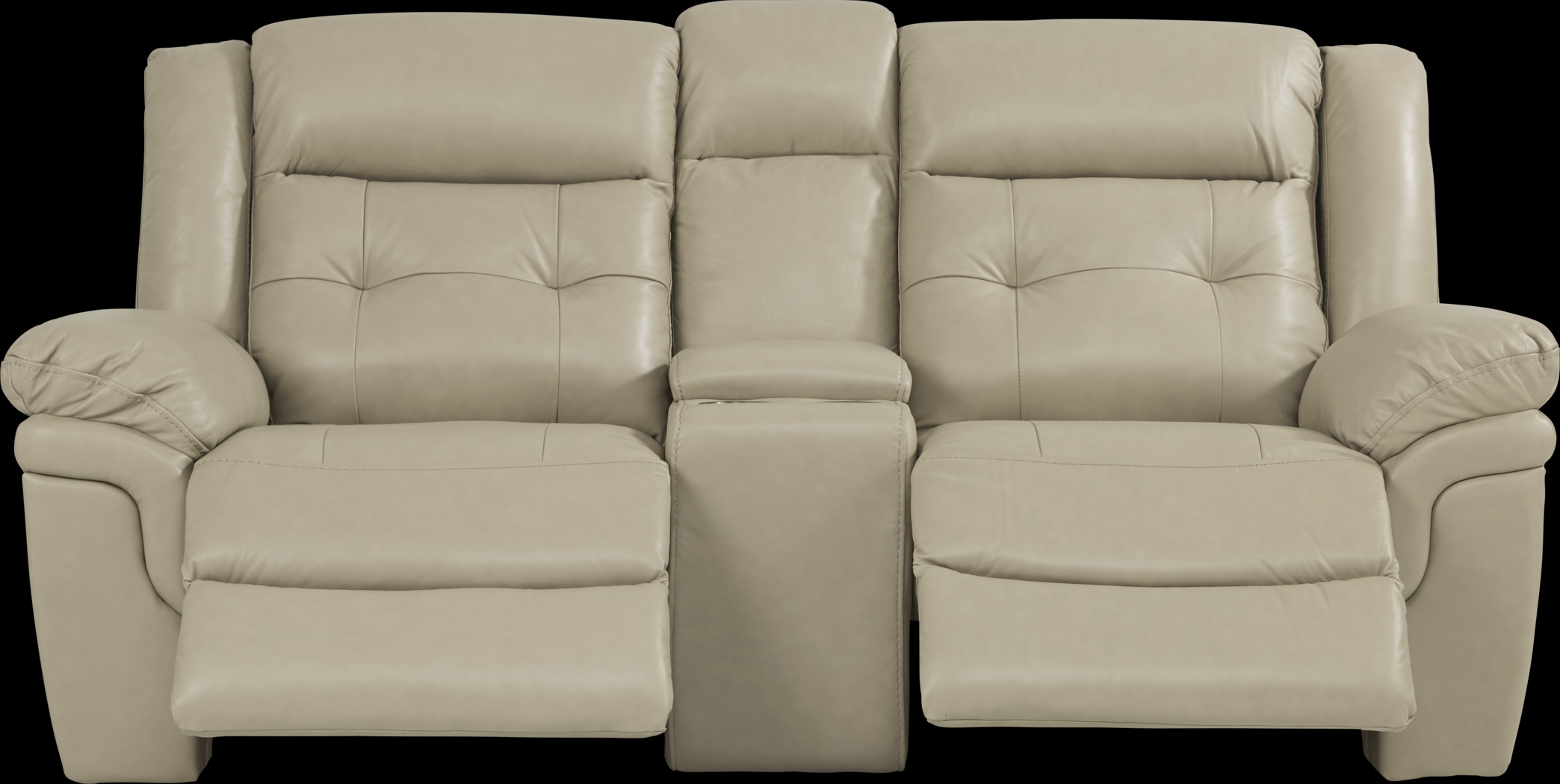 Ventoso Sand Leather Reclining Console Loveseat - Thumbnail - Image 2