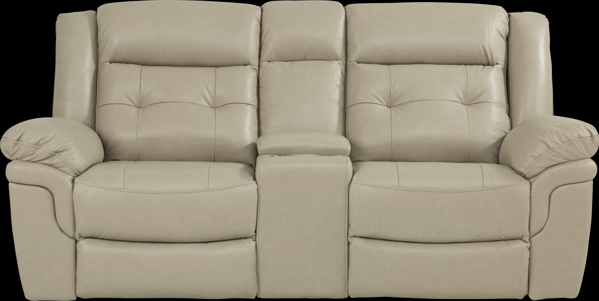 Ventoso Sand Leather Reclining Console Loveseat - Thumbnail - Image 1