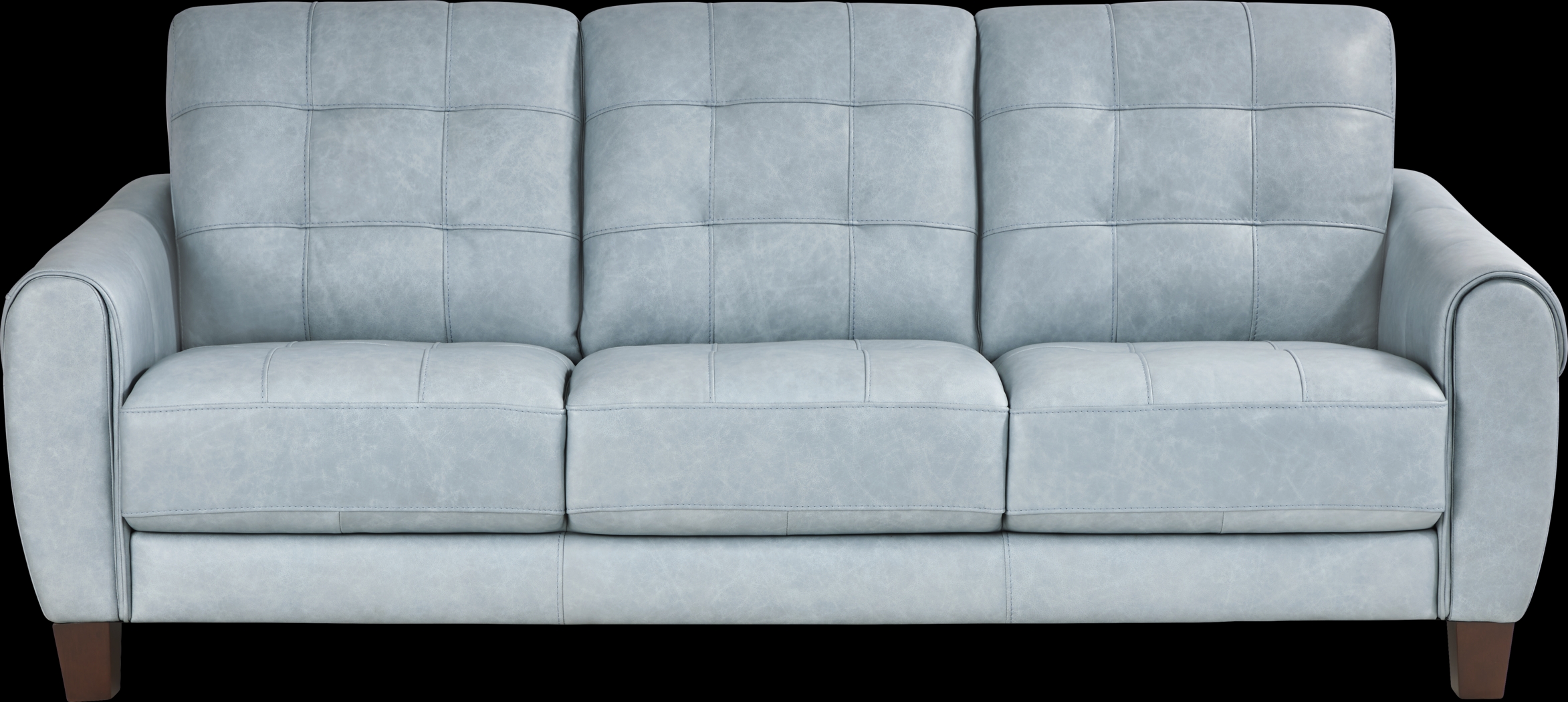 Ventura Square Blue Leather 5 Pc Living Room - Thumbnail - Image 2