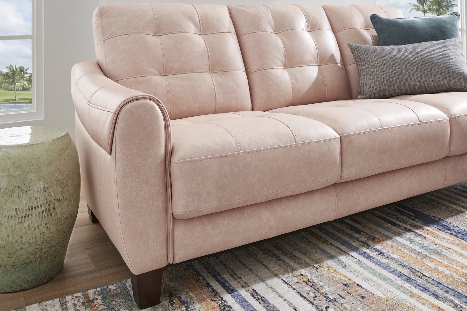 Ventura Square Blush Leather 6 Pc Living Room - Thumbnail - Image 4