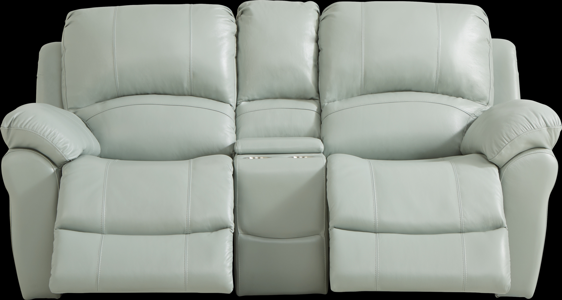 Vercelli Aqua Leather Power Reclining Console Loveseat - Thumbnail - Image 2