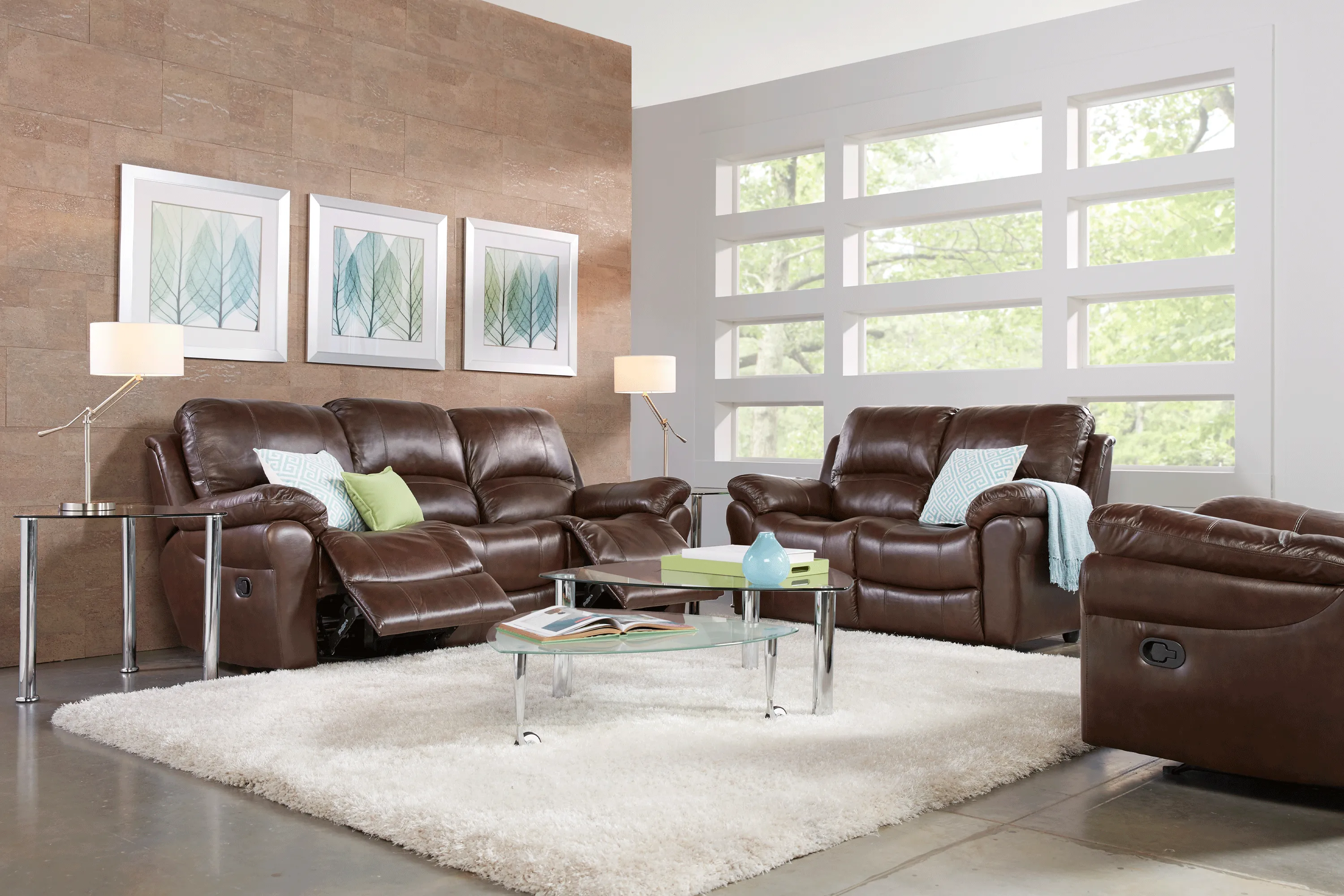 Vercelli Brown Leather 2 Pc Living Room with Reclining Sofa - Thumbnail - Image 1