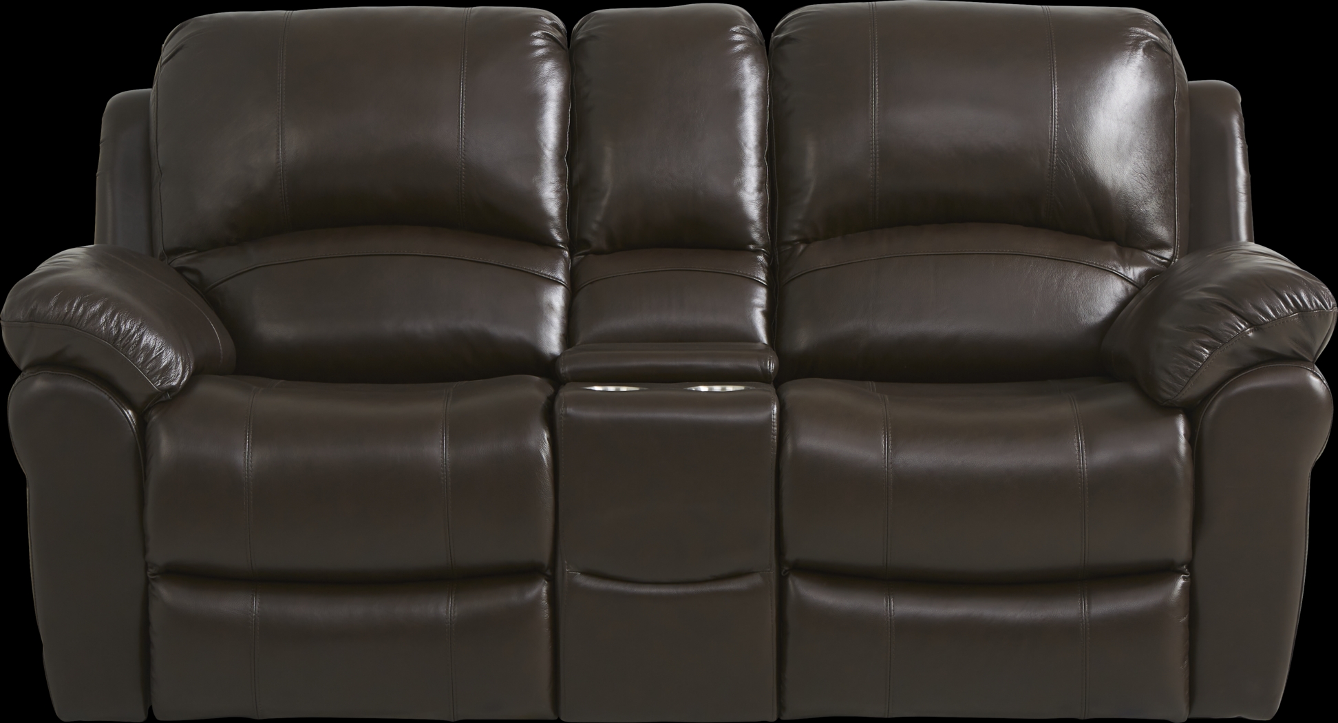 Vercelli Brown Leather Power Reclining Console Loveseat - Thumbnail - Image 1