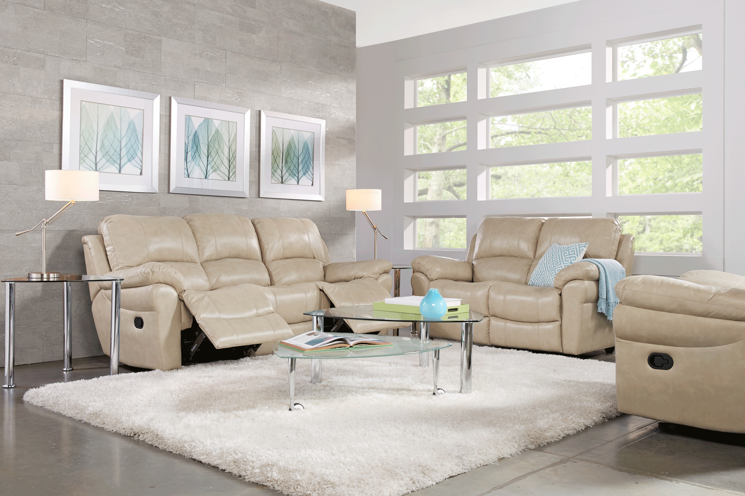 Vercelli Stone Leather Loveseat - Thumbnail - Image 2