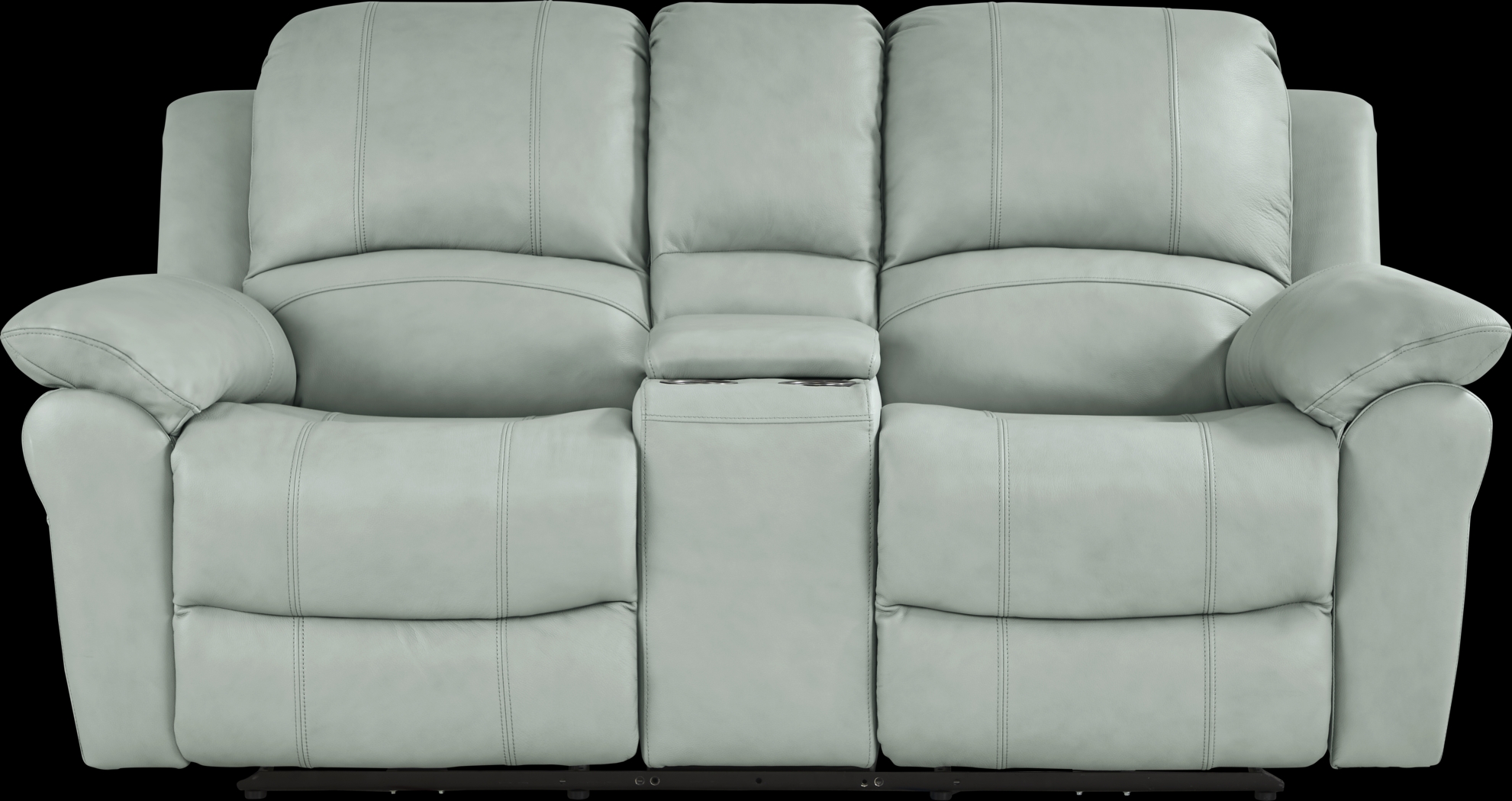 Vercelli Way Aqua Leather Power Reclining Console Loveseat - Thumbnail - Image 2