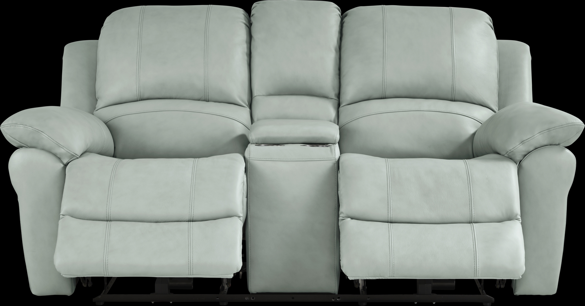 Vercelli Way Aqua Leather Power Reclining Console Loveseat - Thumbnail - Image 1